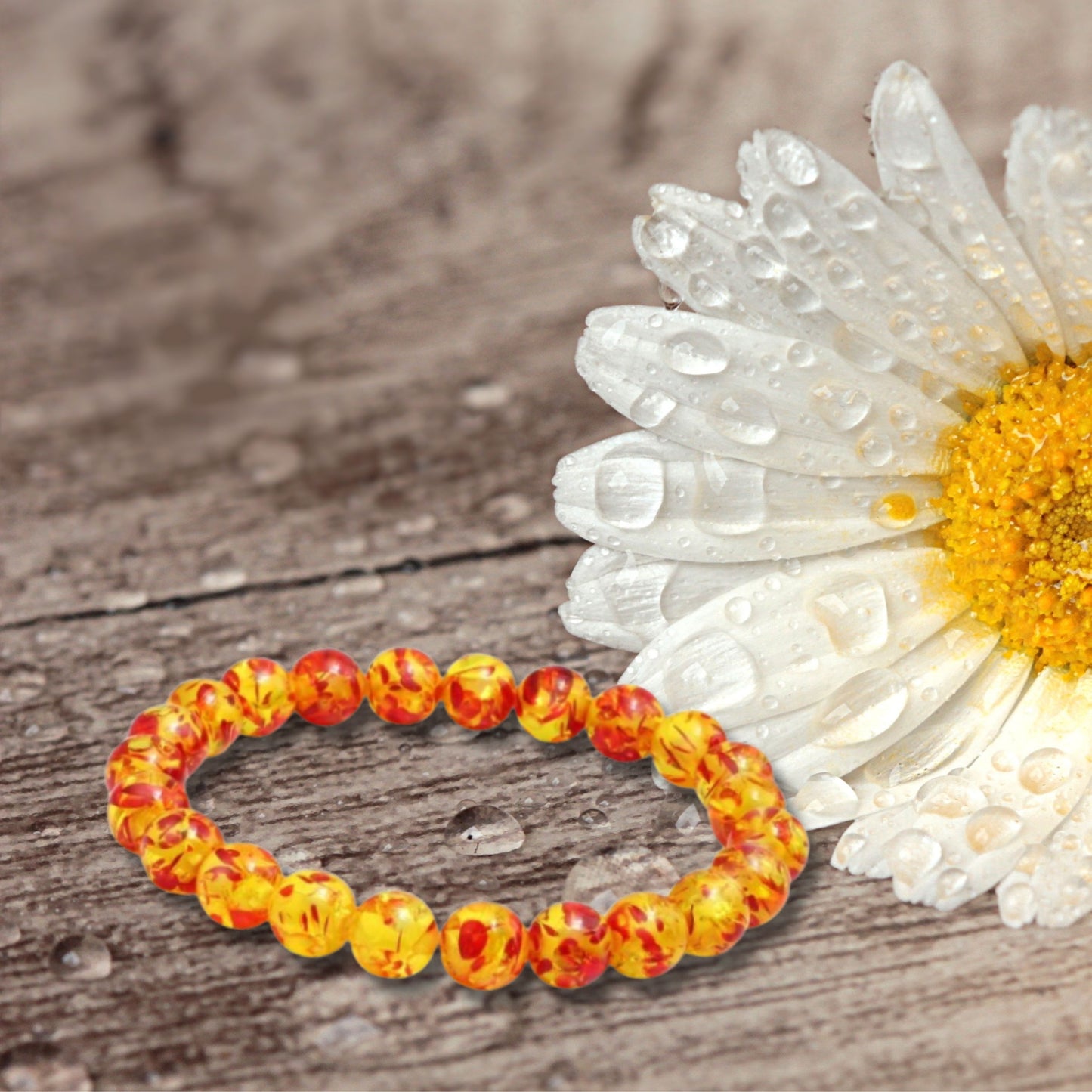 Yellow Orange Amber Fashion Stretch Bracelet
