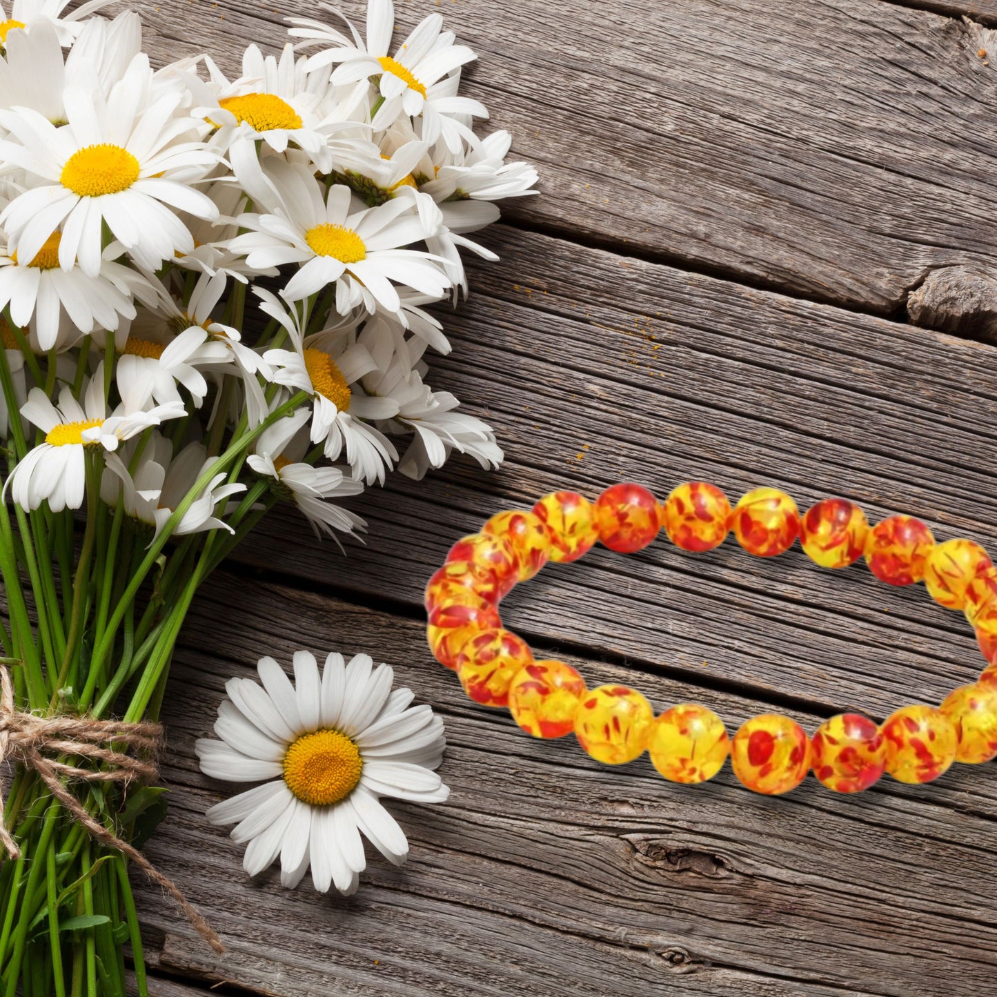 Yellow Orange Amber Fashion Stretch Bracelet