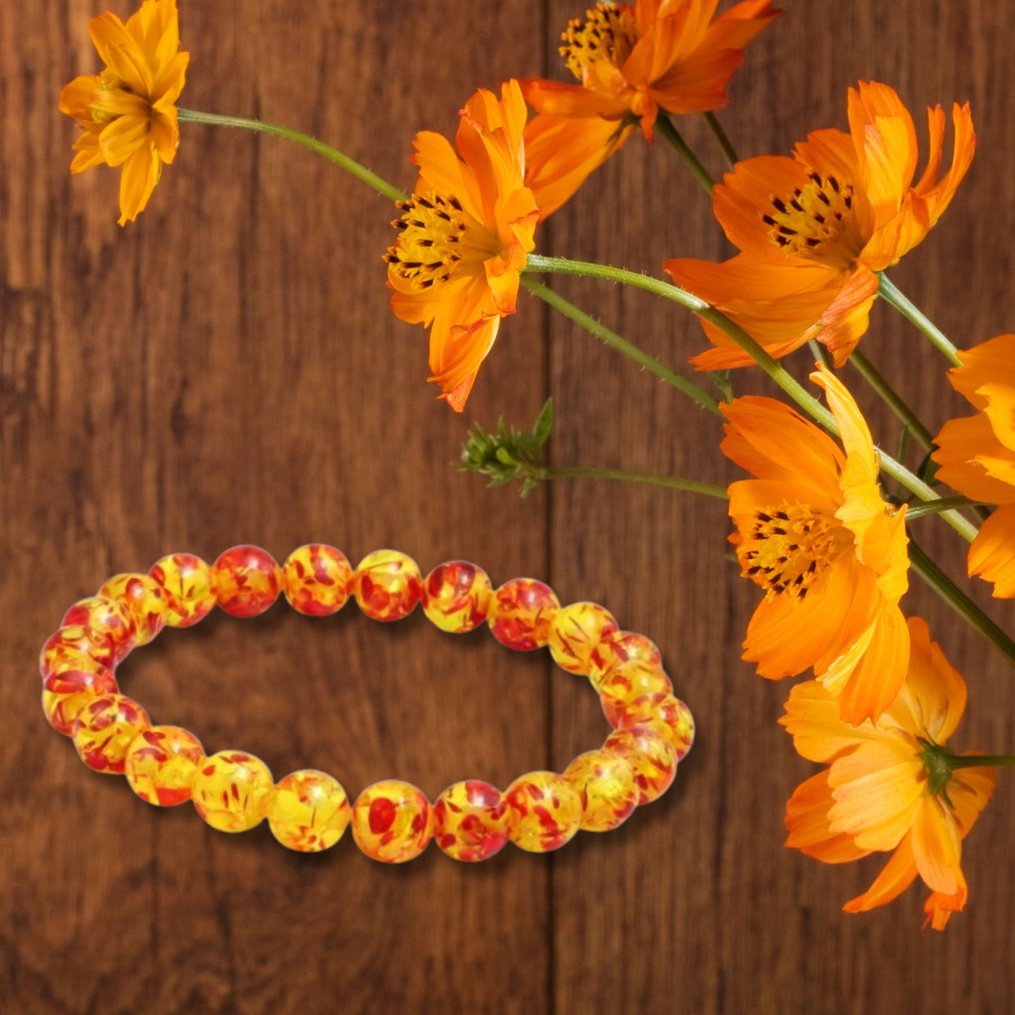 Yellow Orange Amber Fashion Stretch Bracelet