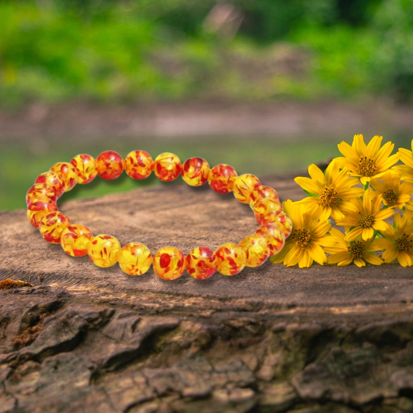 Yellow Orange Amber Fashion Stretch Bracelet