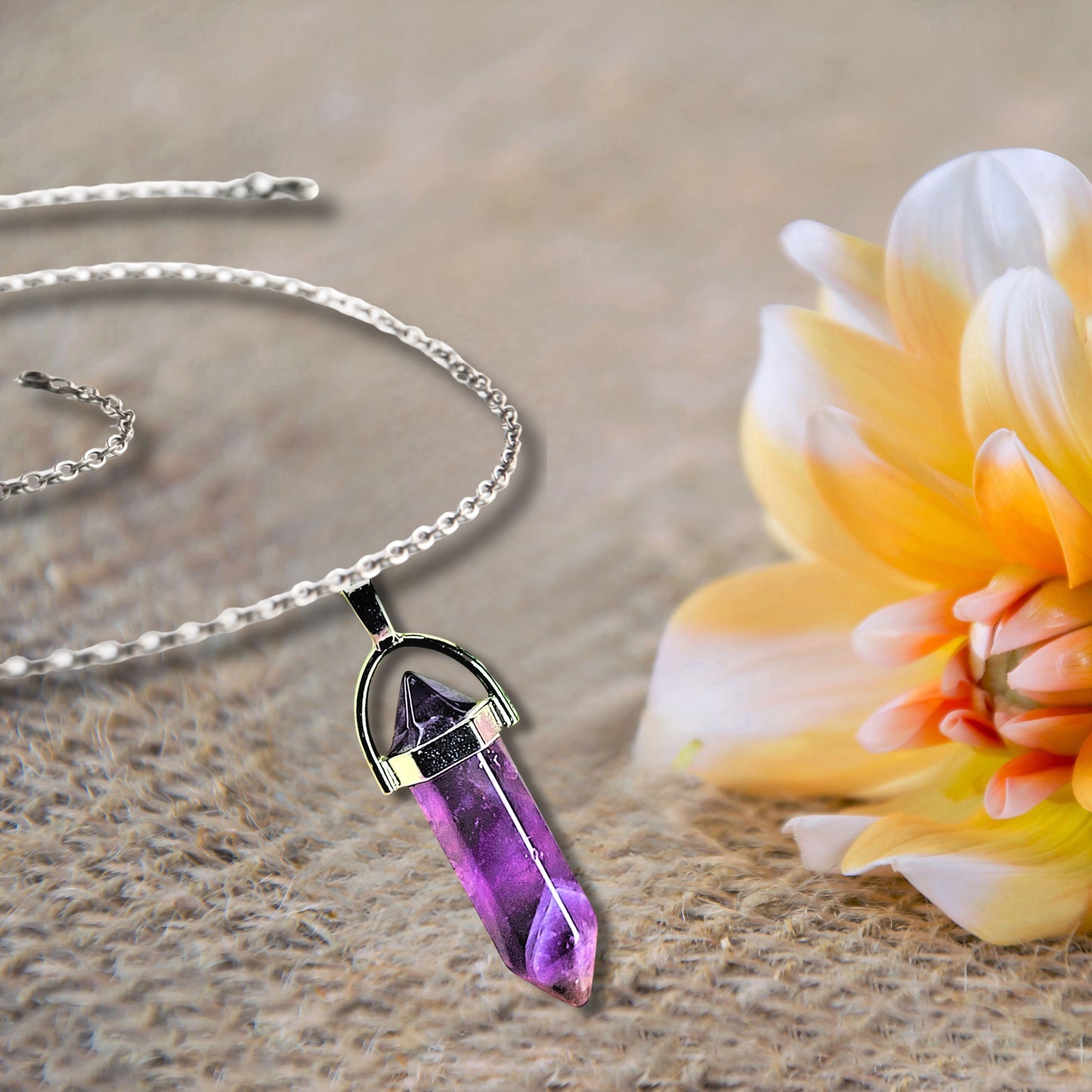 Natural Healing Stone Silver Plated Chain Collection