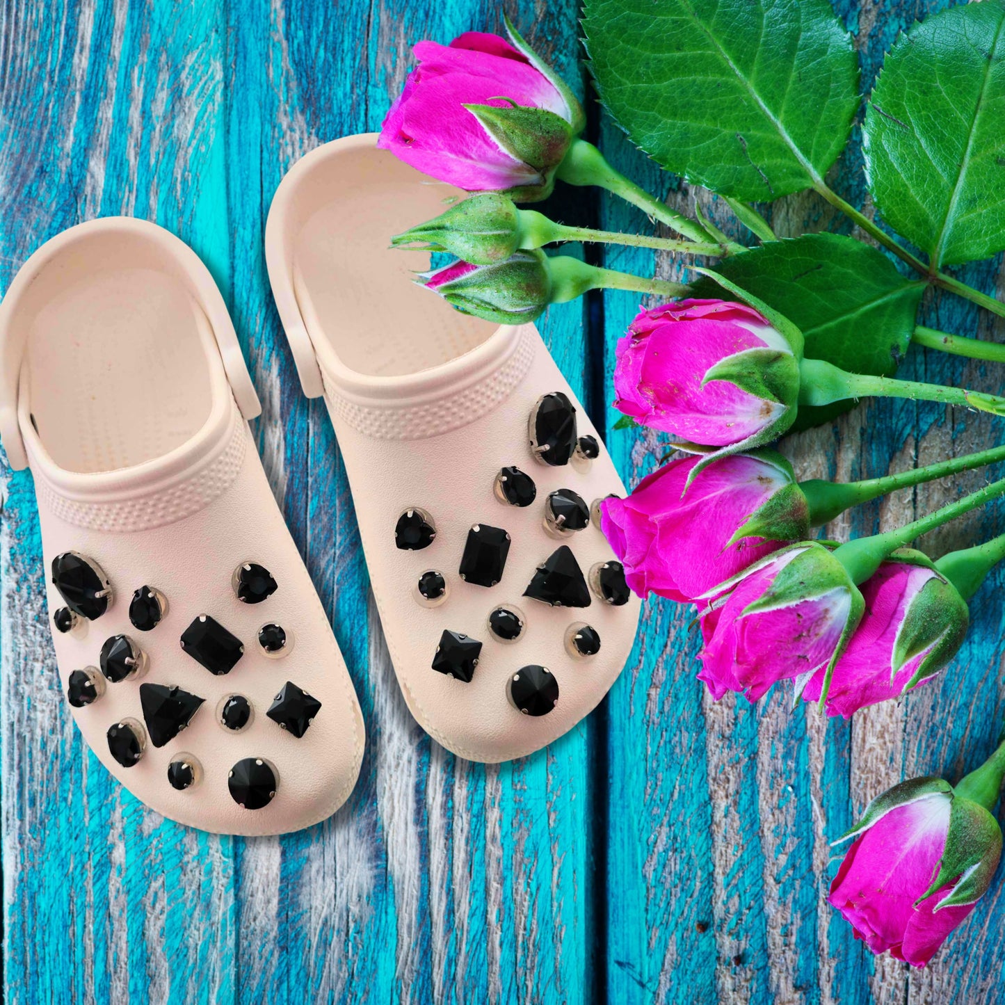 Crocs Charms Black Glass Rhinestone Shoe Charms