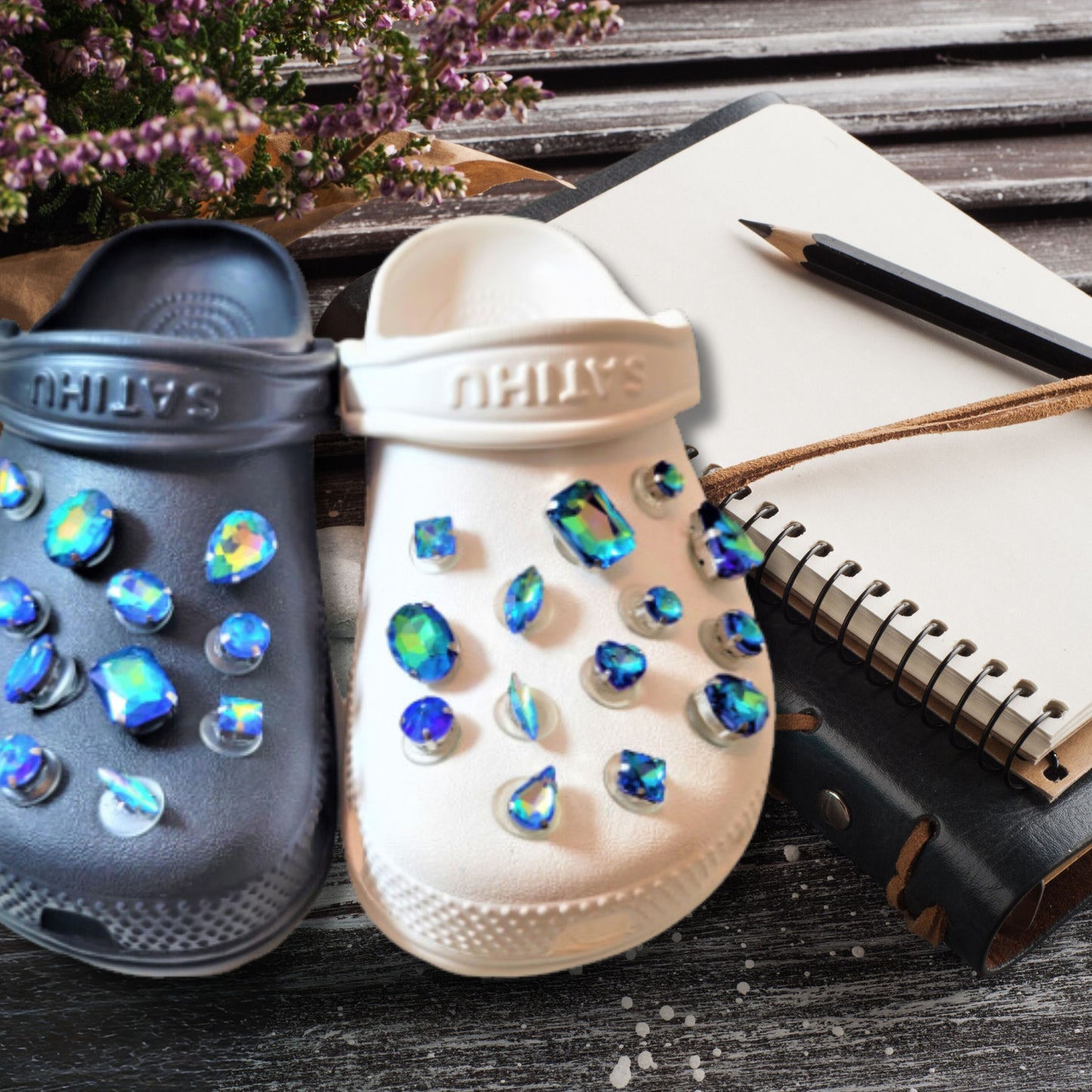 Crocs Charms Blue Iridescent Glass Rhinestone Shoe Charms
