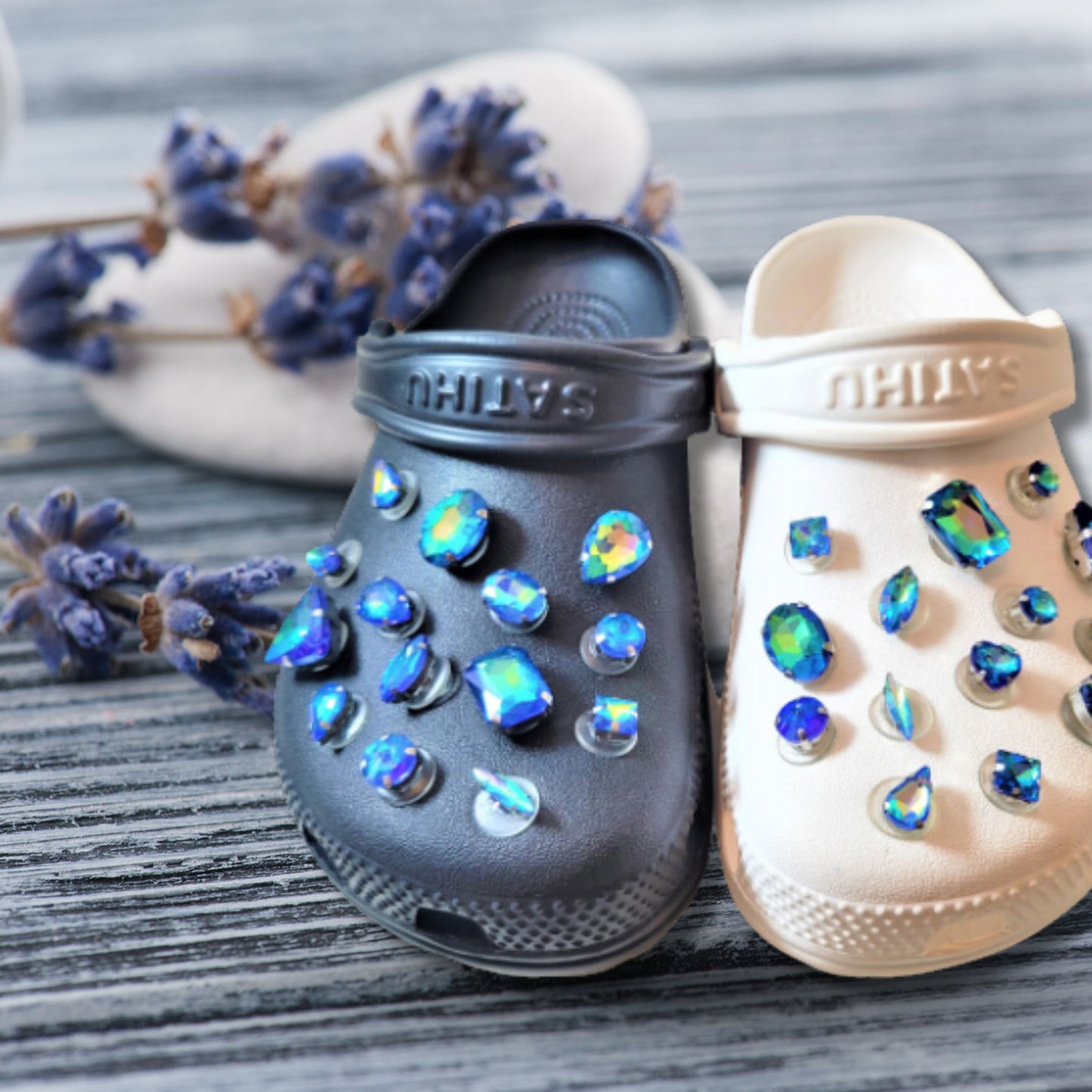 Crocs Charms Blue Iridescent Glass Rhinestone Shoe Charms
