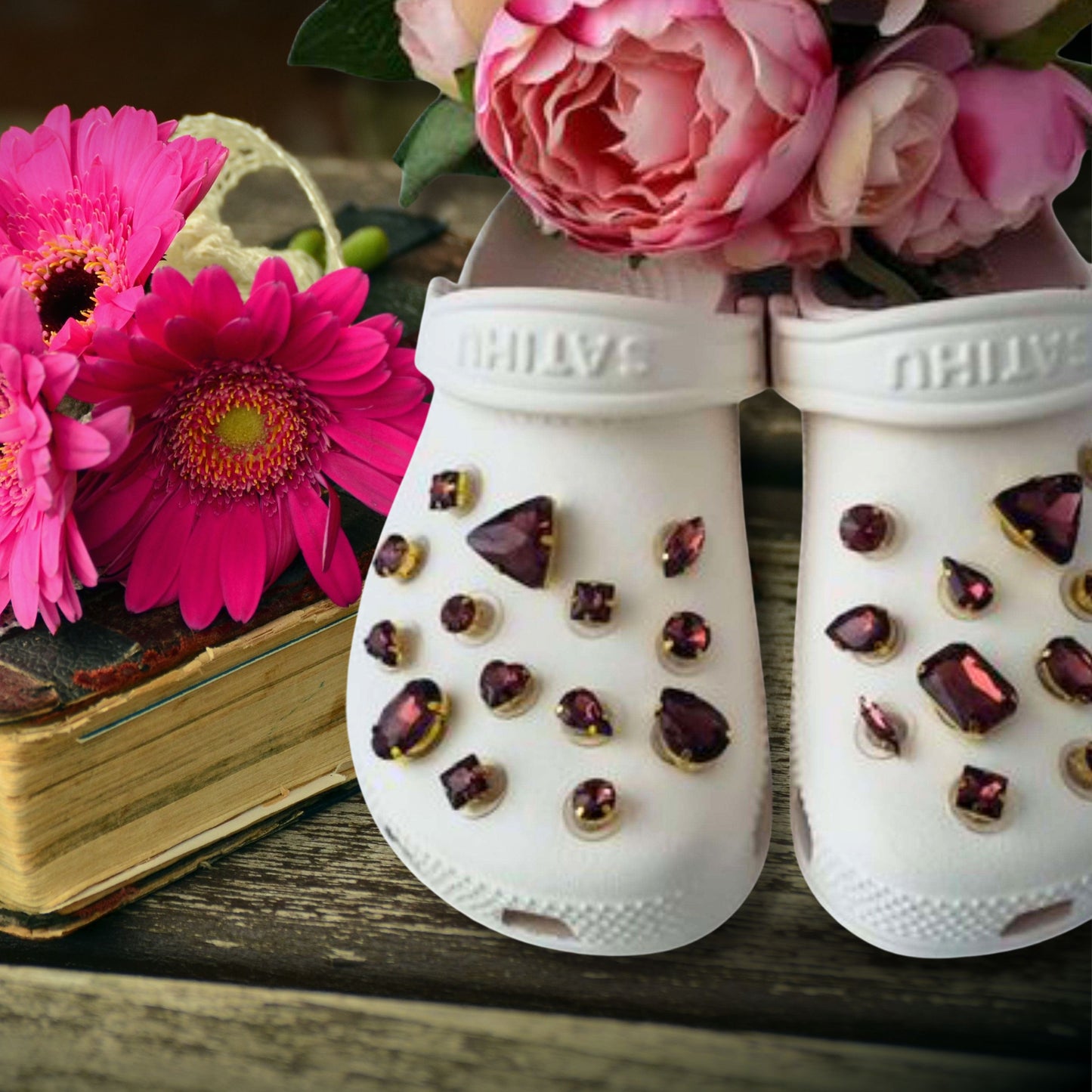Crocs Charms Brown Glass Rhinestone Shoe Charms