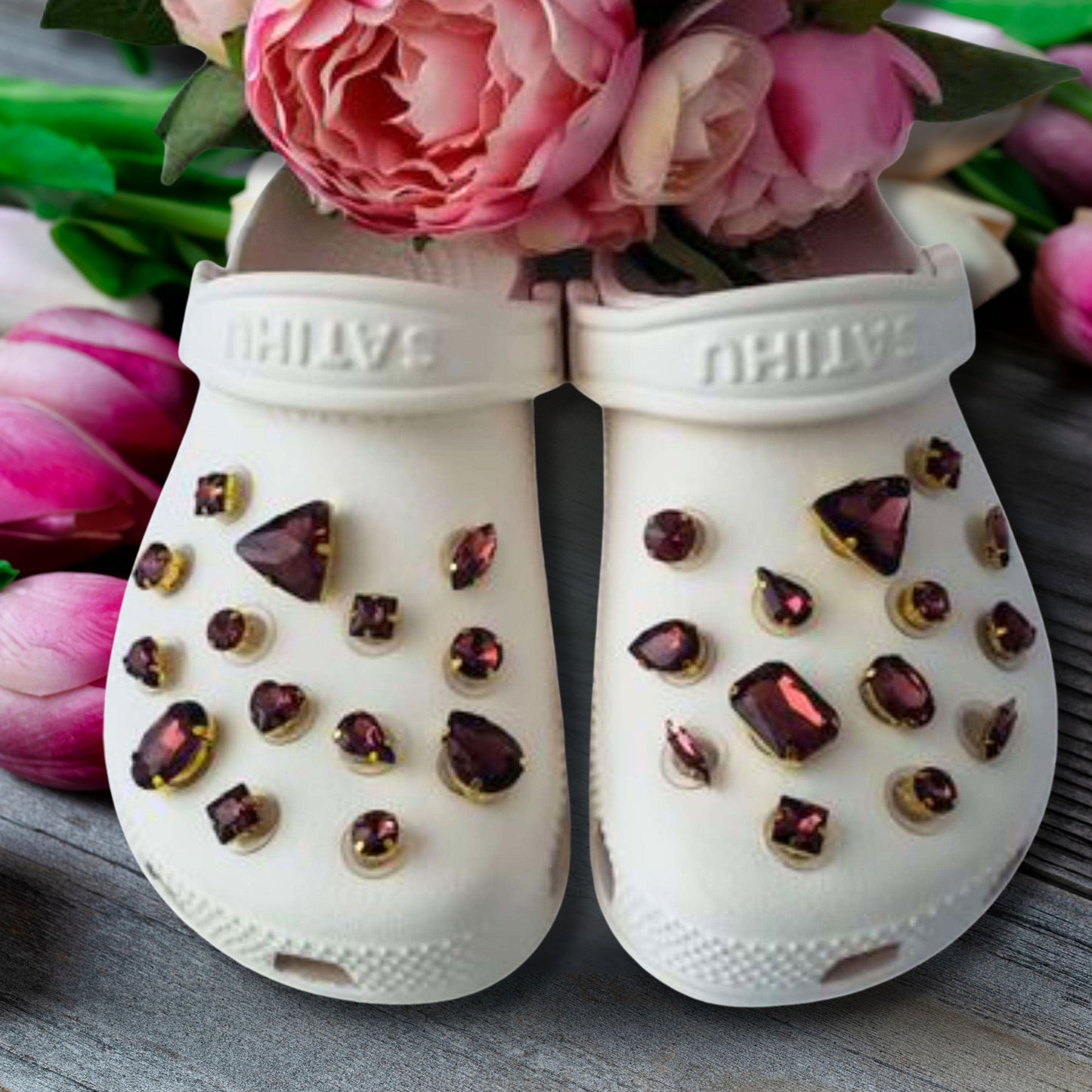 Crocs Charms Brown Glass Rhinestone Shoe Charms