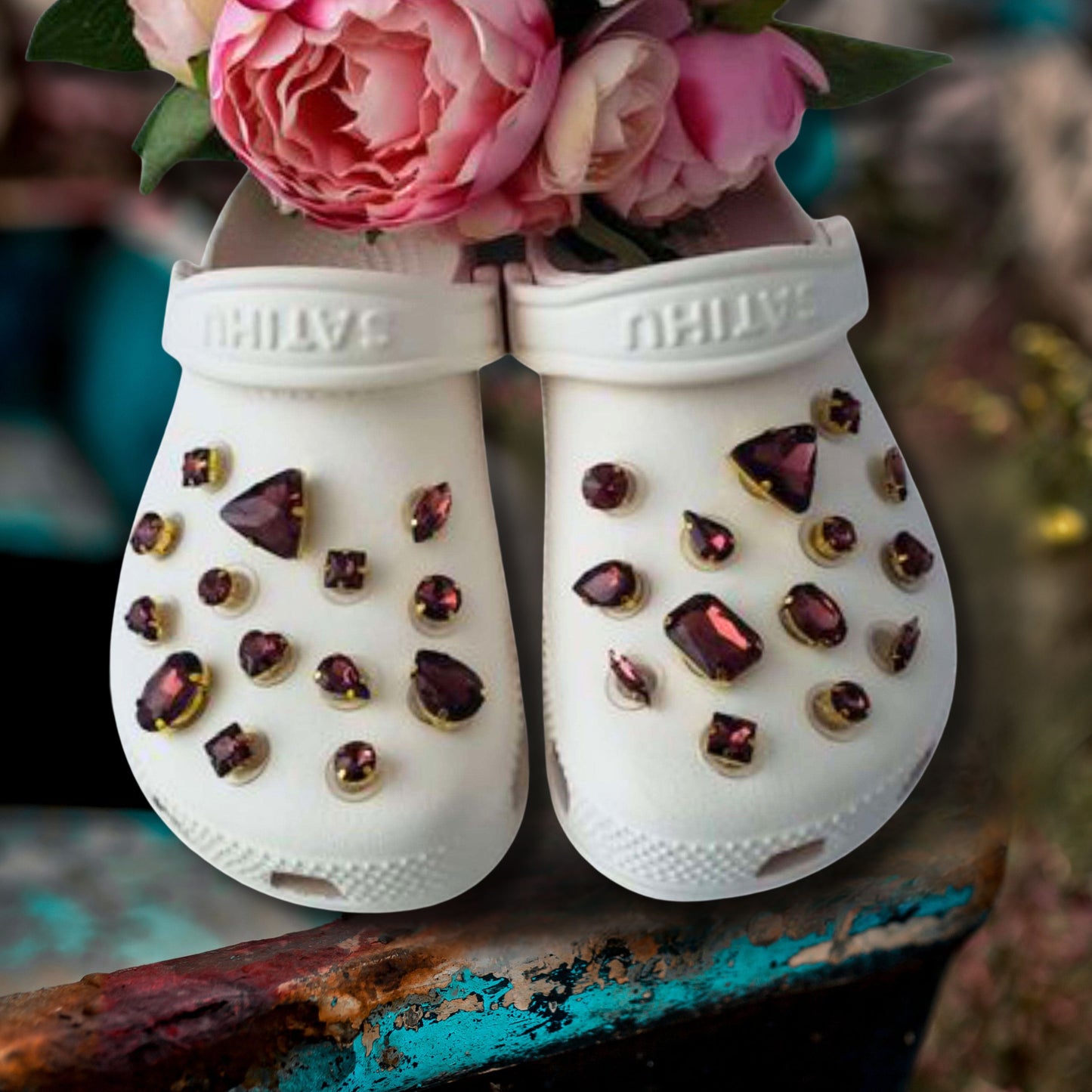 Crocs Charms Brown Glass Rhinestone Shoe Charms