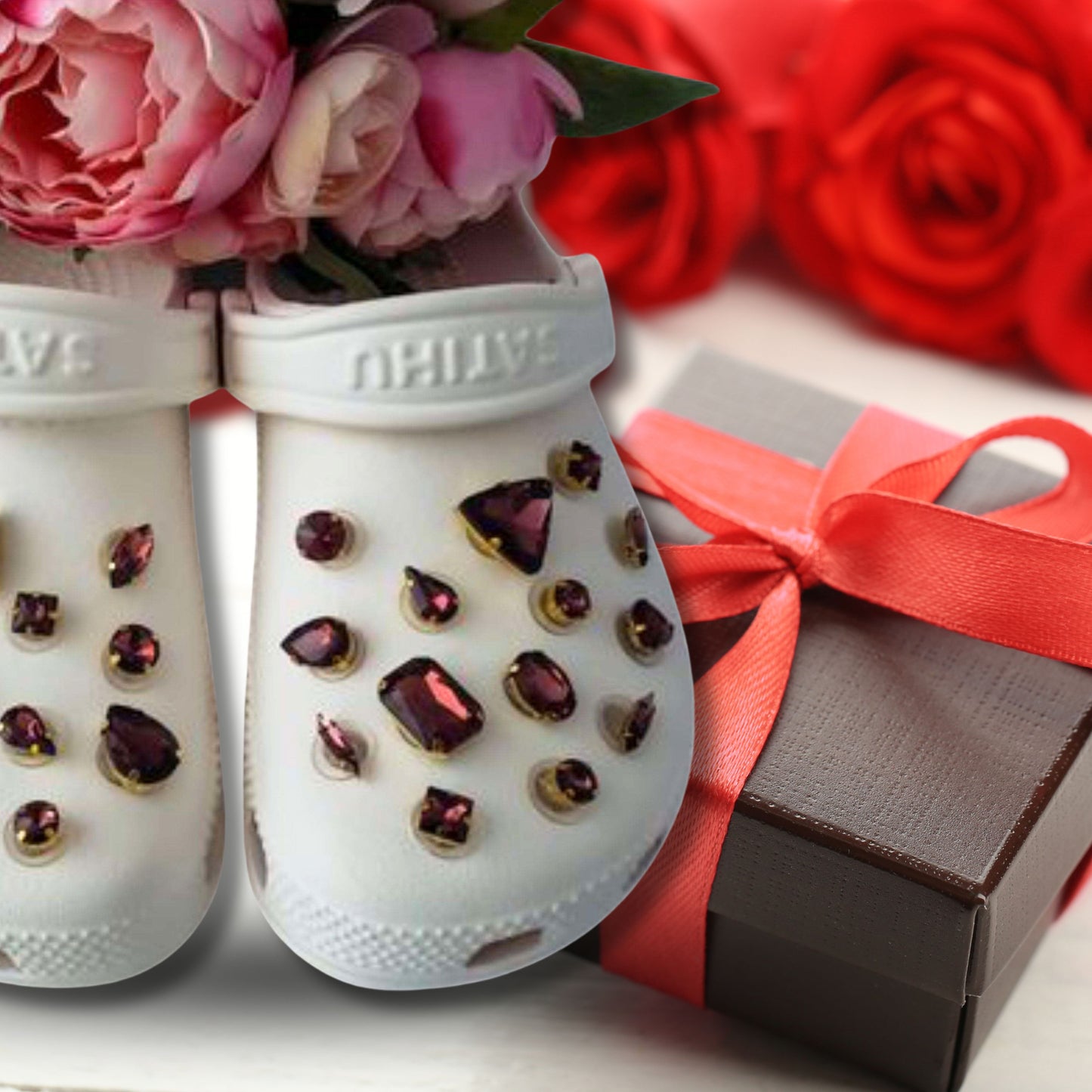 Crocs Charms Brown Glass Rhinestone Shoe Charms