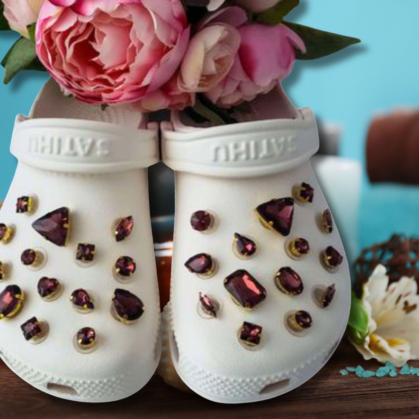 Crocs Charms Brown Glass Rhinestone Shoe Charms