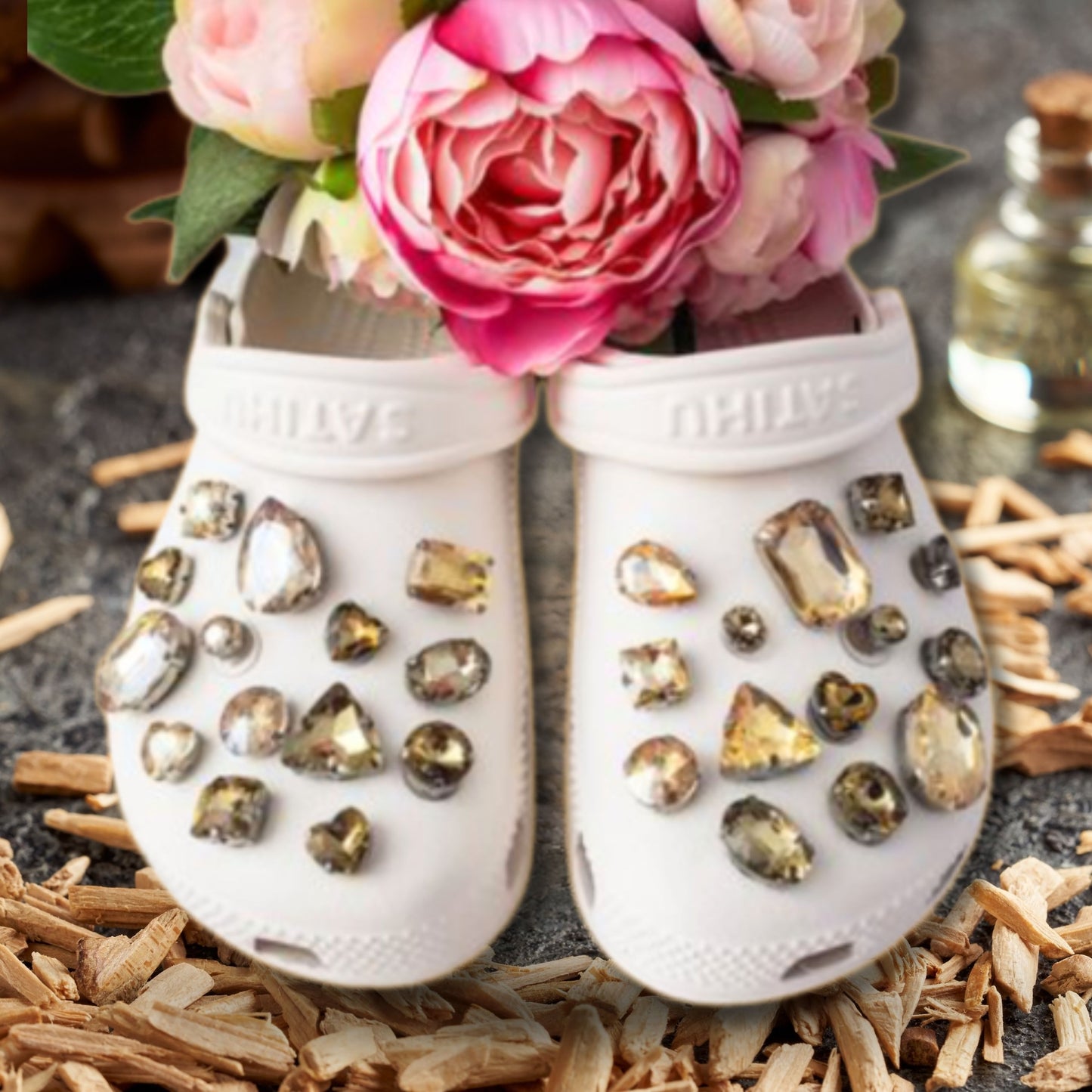 Crocs Charms Champagne Glass Rhinestone Shoe Charms