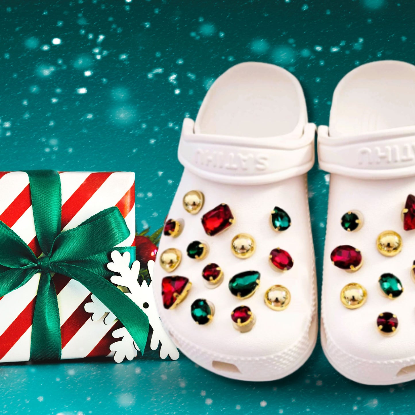 Crocs Charms Christmas Glass Rhinestone Shoe Charms