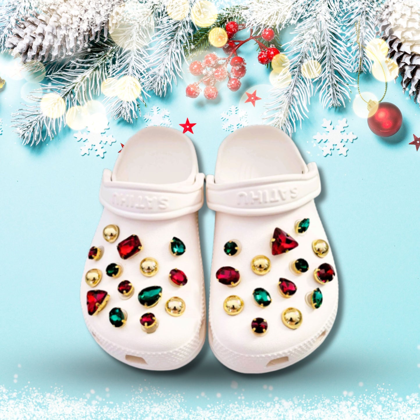 Crocs Charms Christmas Glass Rhinestone Shoe Charms
