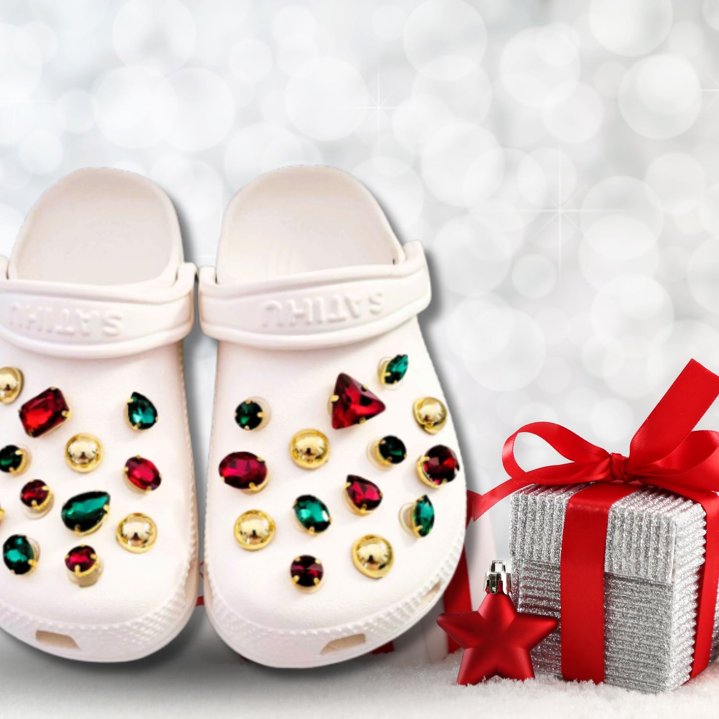 Crocs Charms Christmas Glass Rhinestone Shoe Charms