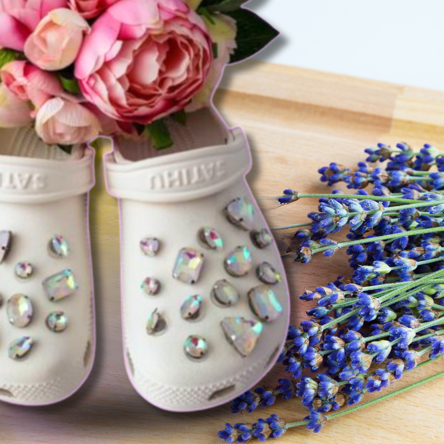 Luxury White Iridescent Glass Rhinestone Shoe Charms