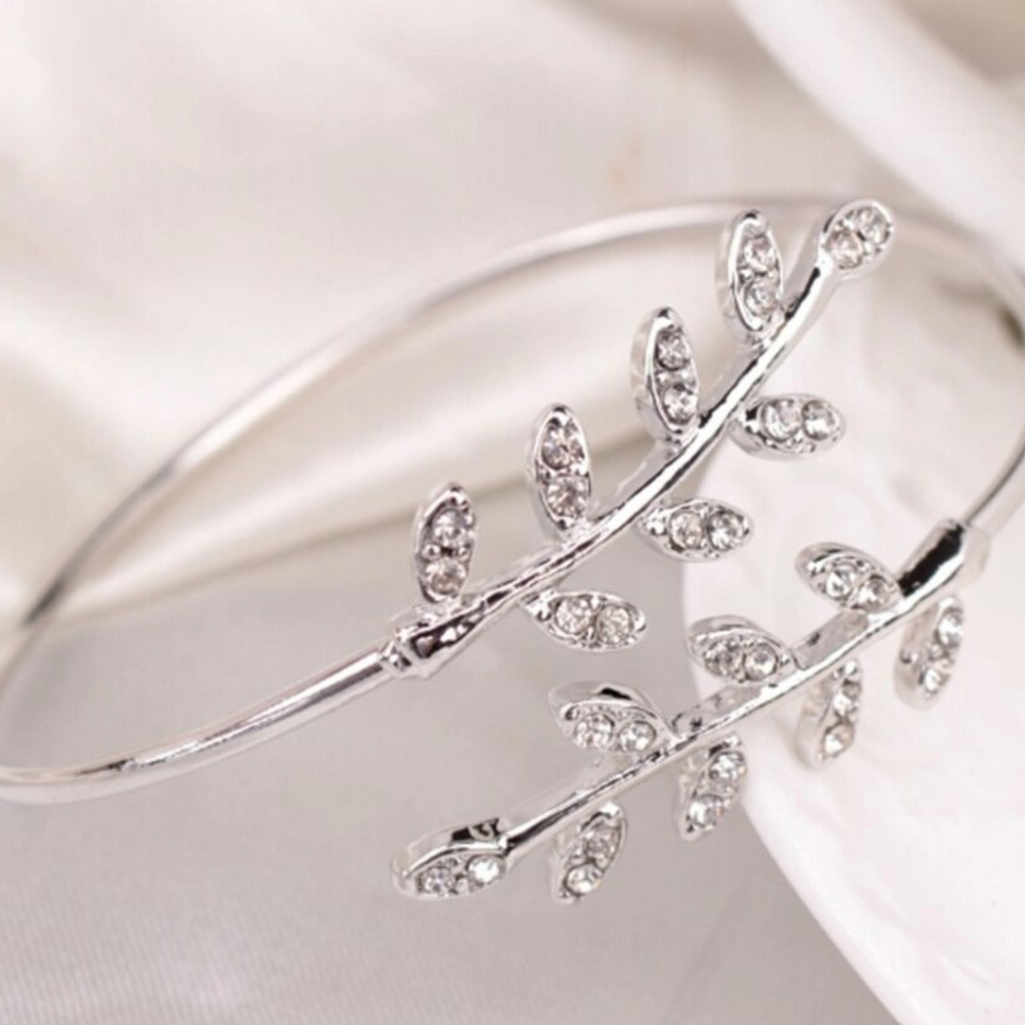 Rhinestone Leaf Wrap Bangle