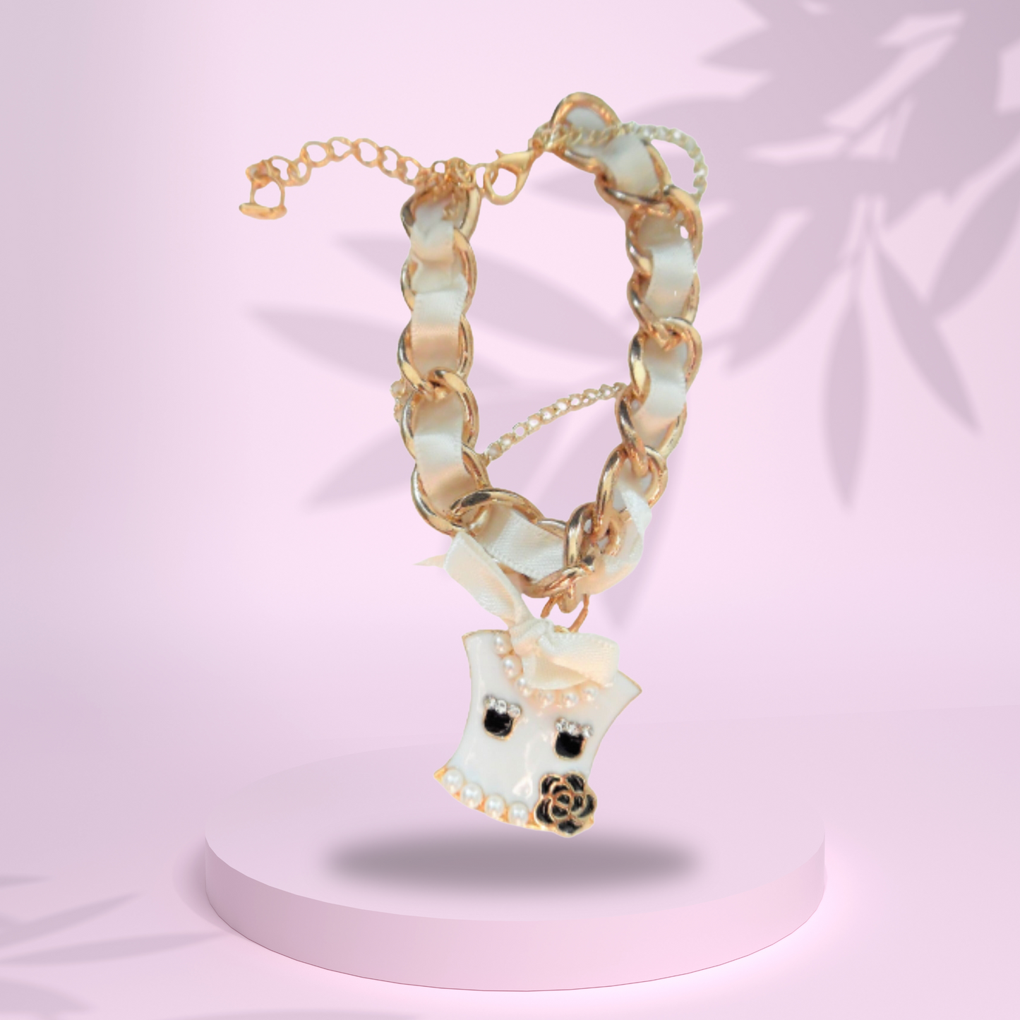 White Perfume Charm Statement Bracelet