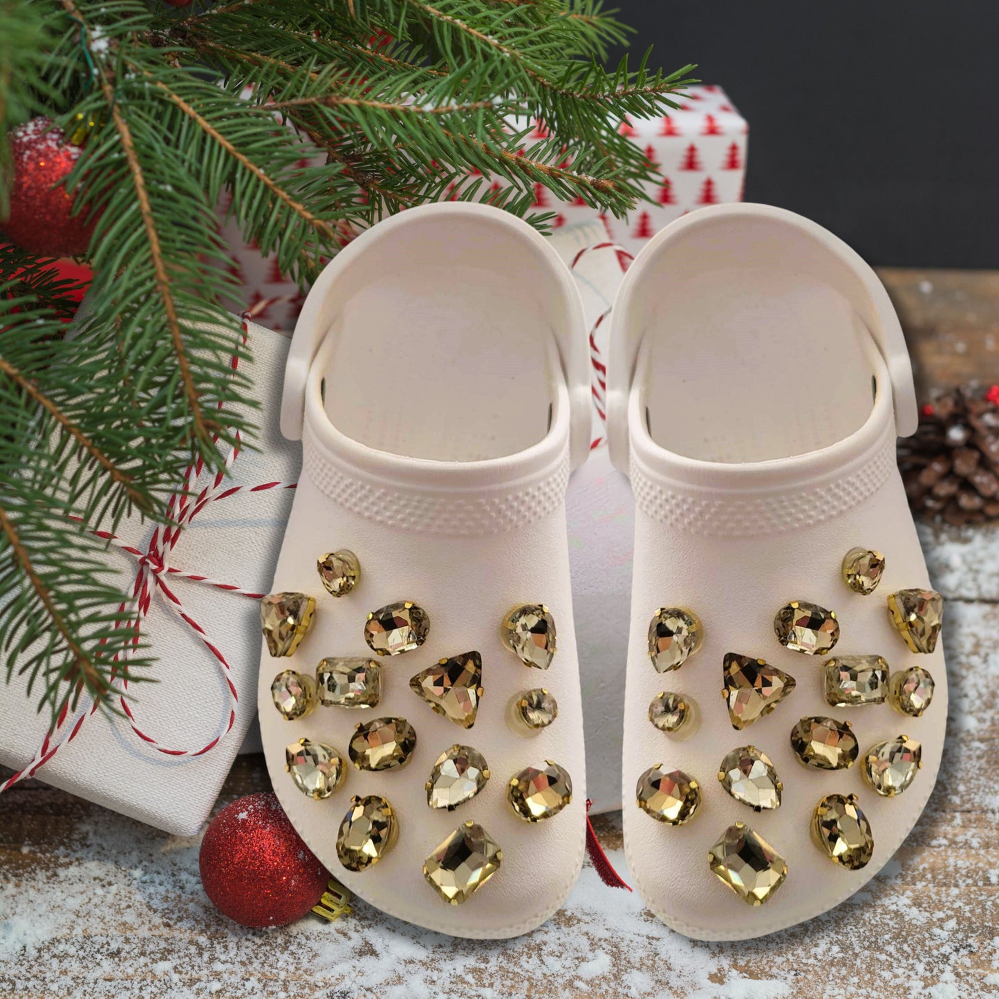 Crocs Charms Gold Claw Dark Champagne Glass Rhinestone Shoe Charms