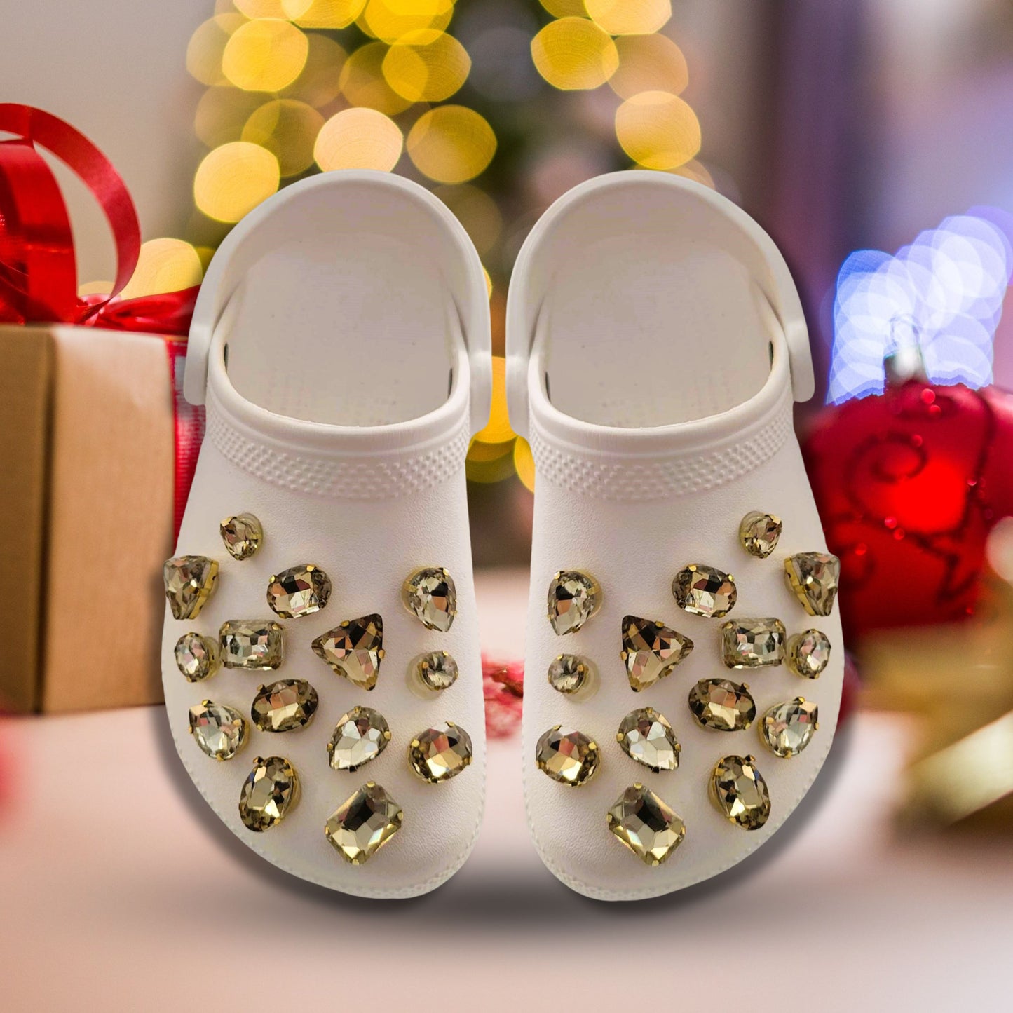 Crocs Charms Gold Claw Dark Champagne Glass Rhinestone Shoe Charms