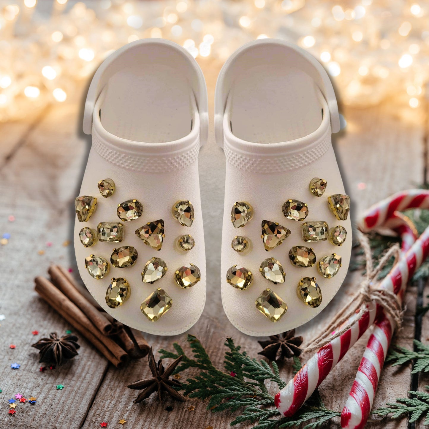 Crocs Charms Gold Claw Dark Champagne Glass Rhinestone Shoe Charms
