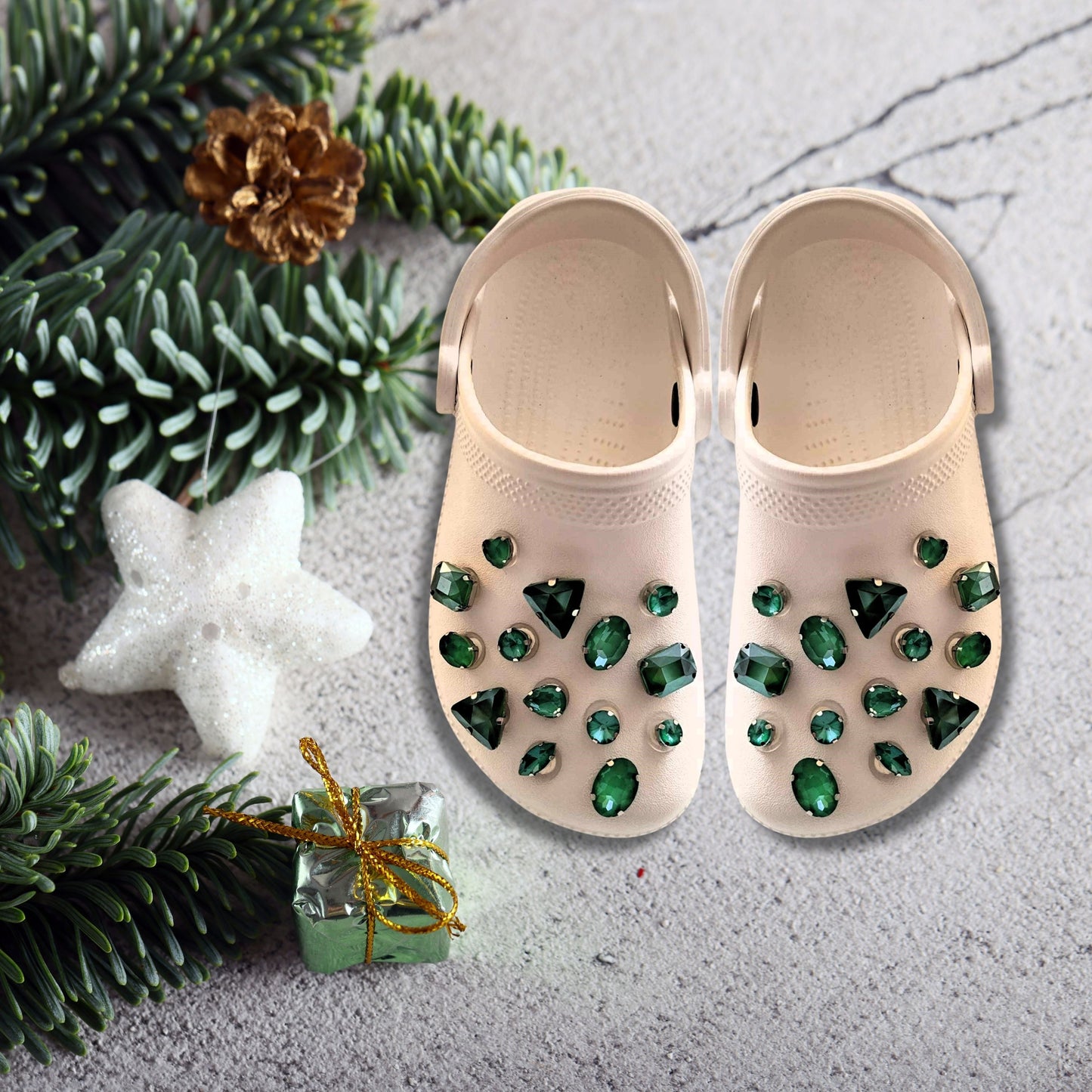 Crocs Charms Dark Green Jelly Rhinestone Shoe Charms