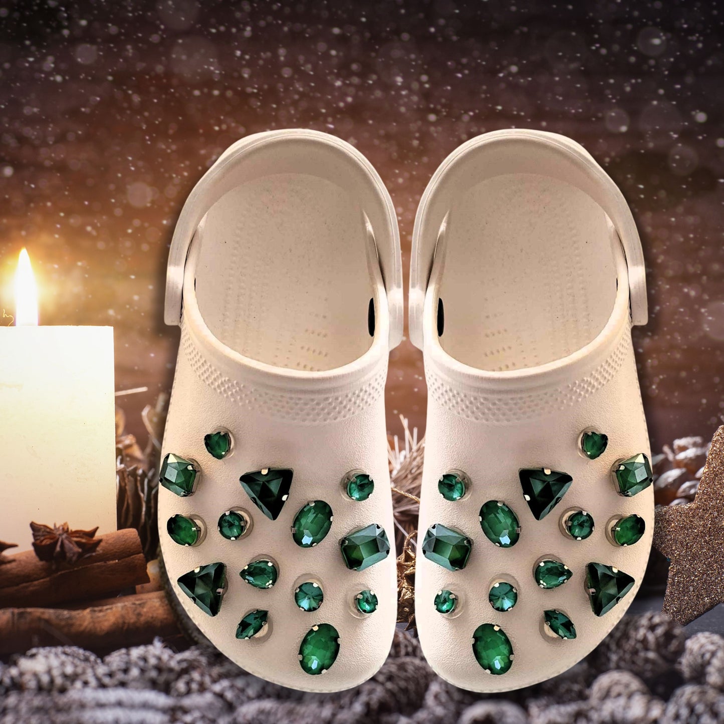 Crocs Charms Dark Green Jelly Rhinestone Shoe Charms