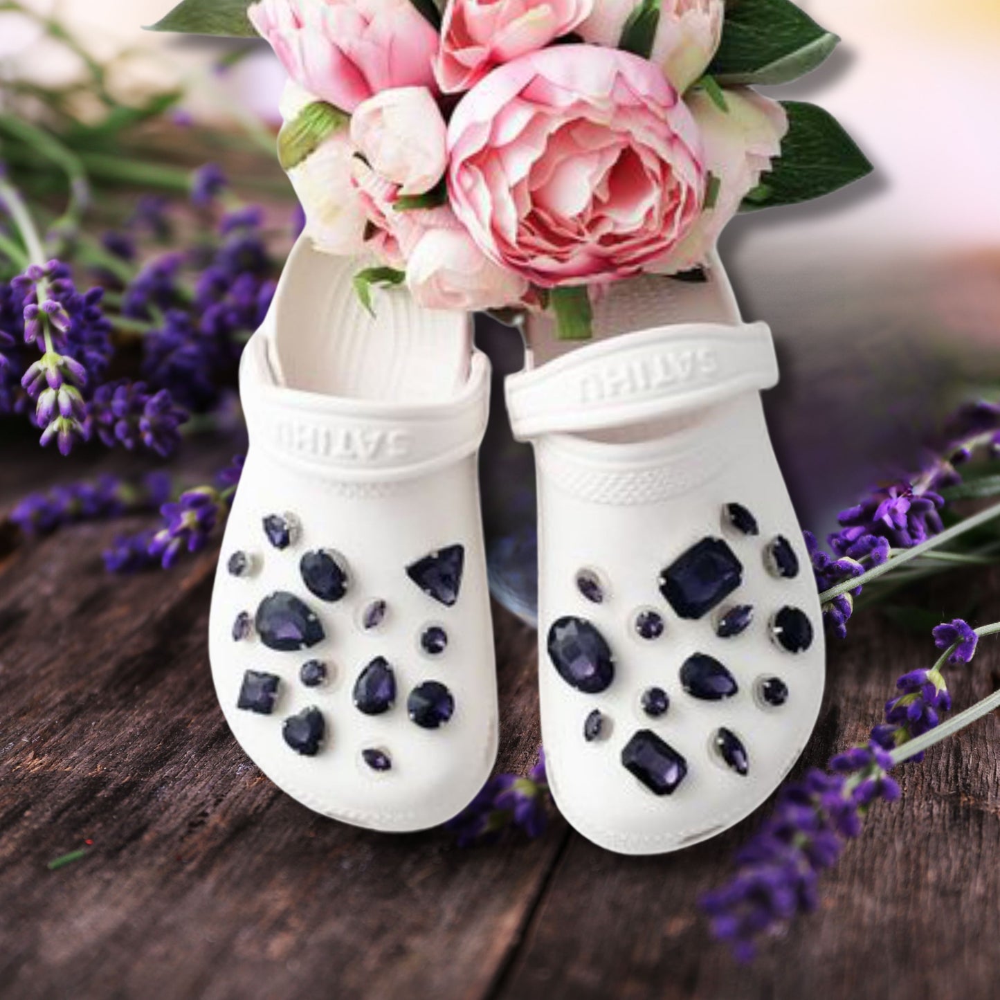 Crocs Charms Dark Purple Glass Rhinestone Shoe Charms
