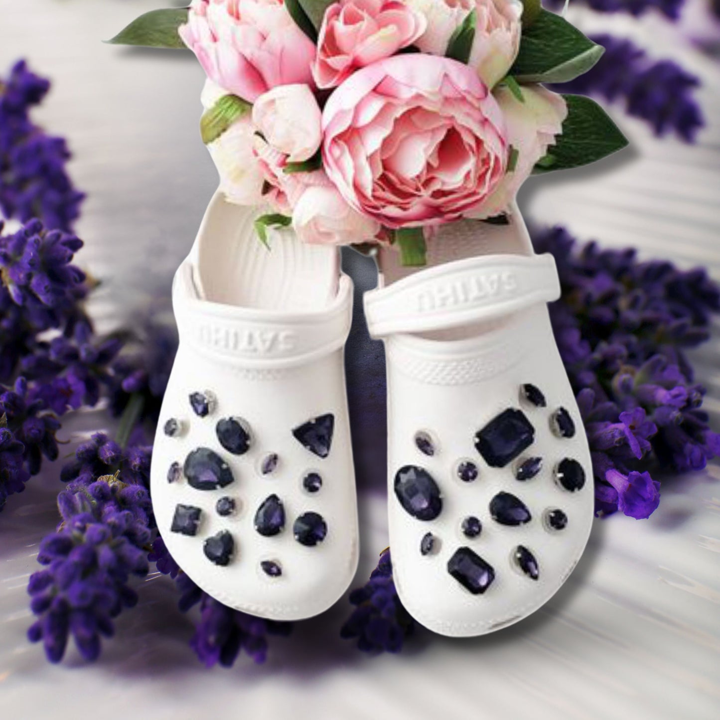 Crocs Charms Dark Purple Glass Rhinestone Shoe Charms
