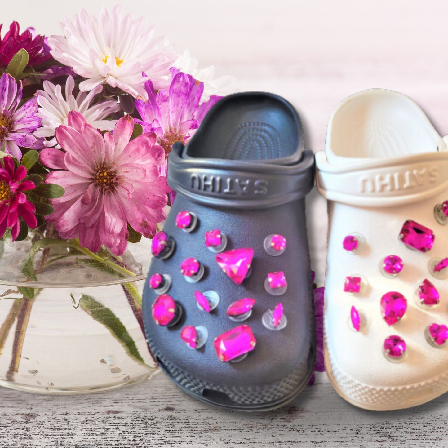 Crocs Charms Fuchsia Glass Rhinestone Shoe Charms