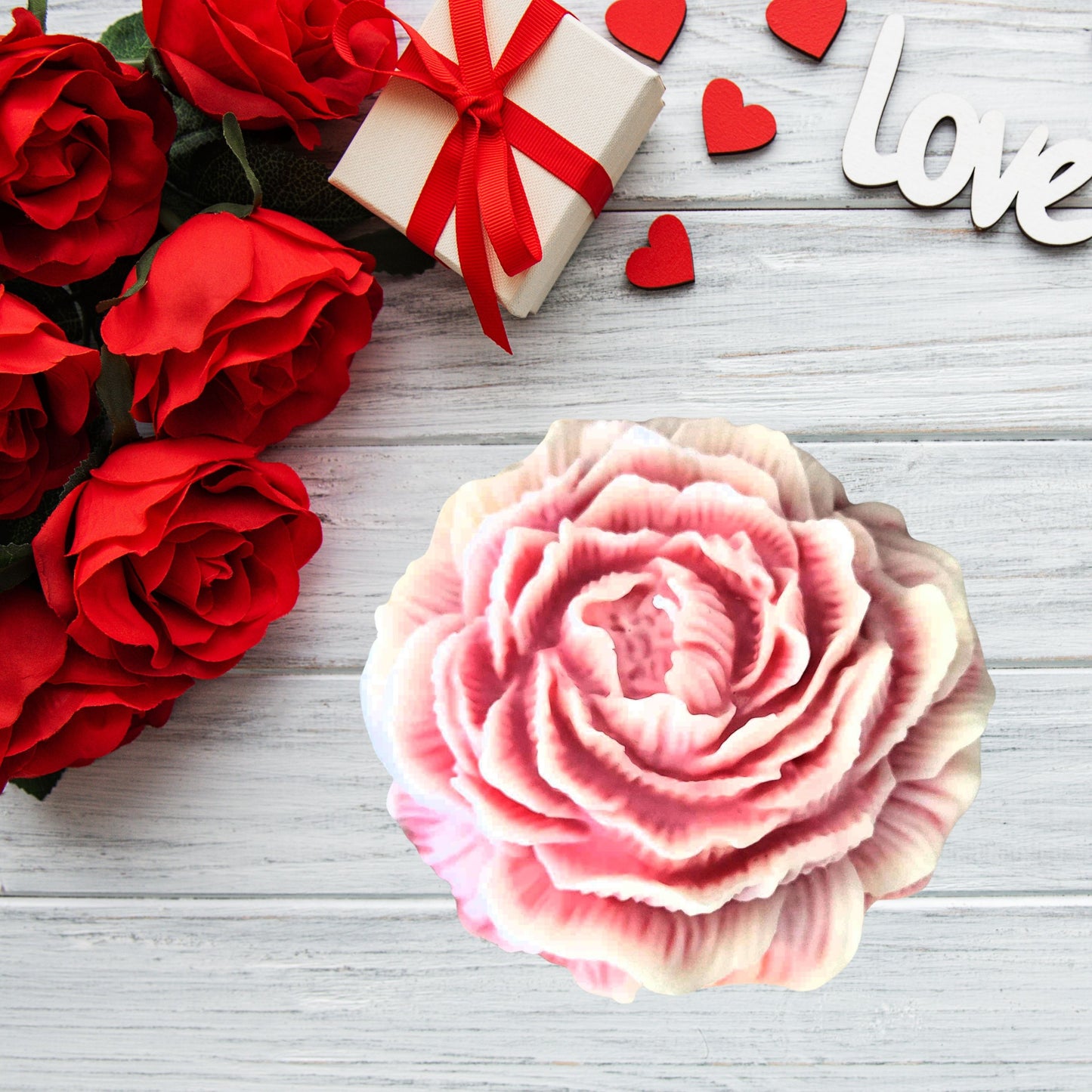 Jumbo Peony Rose Unscented Soy Wax Candle