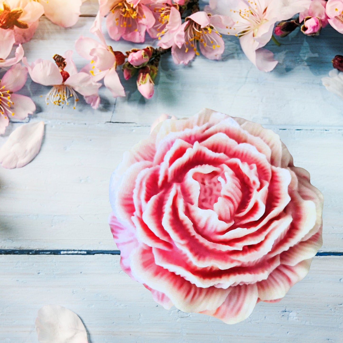 Jumbo Peony Rose Unscented Soy Wax Candle