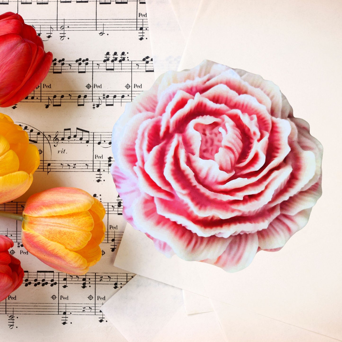 Jumbo Peony Rose Unscented Soy Wax Candle