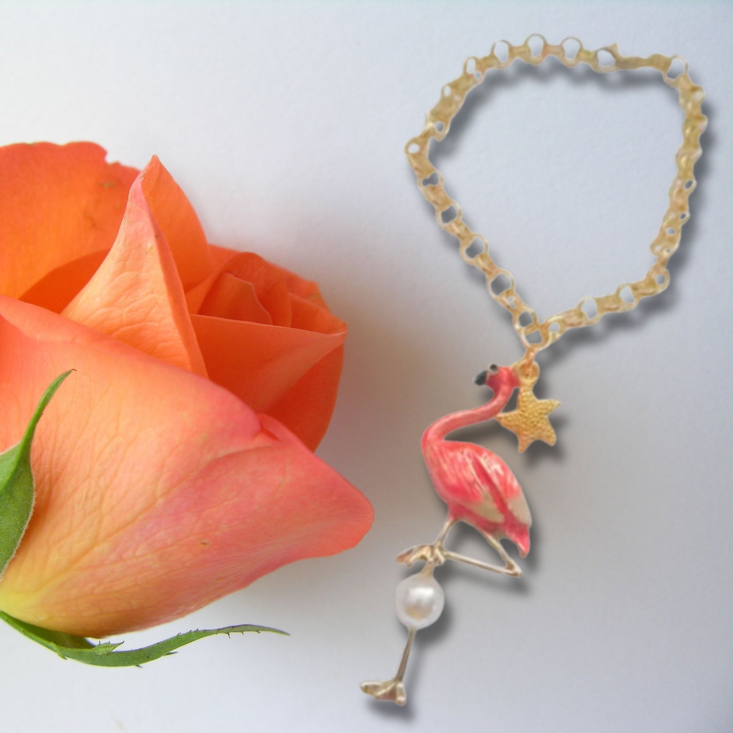 Large Flamingo Charm Statement Bracelet