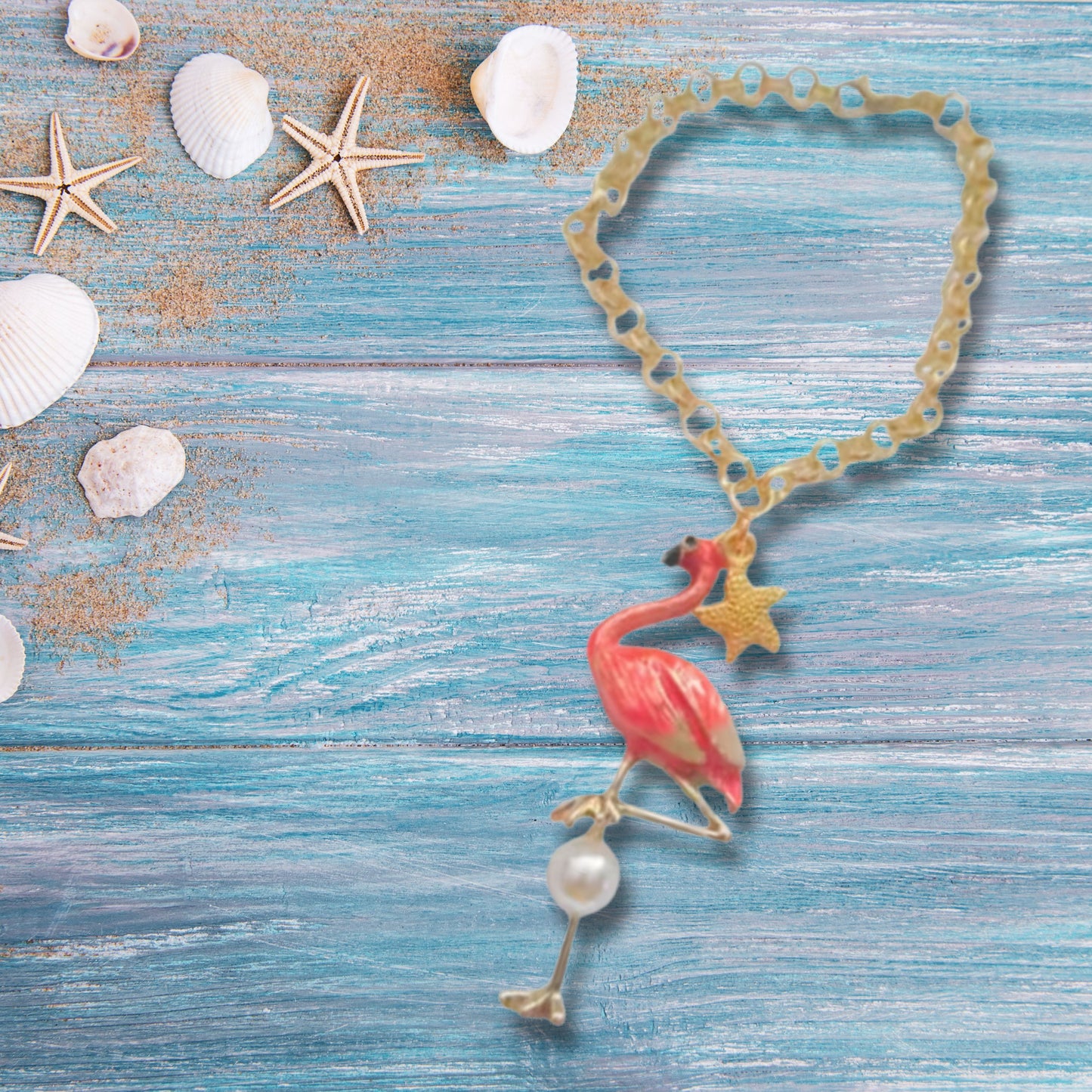 Large Flamingo Charm Statement Bracelet