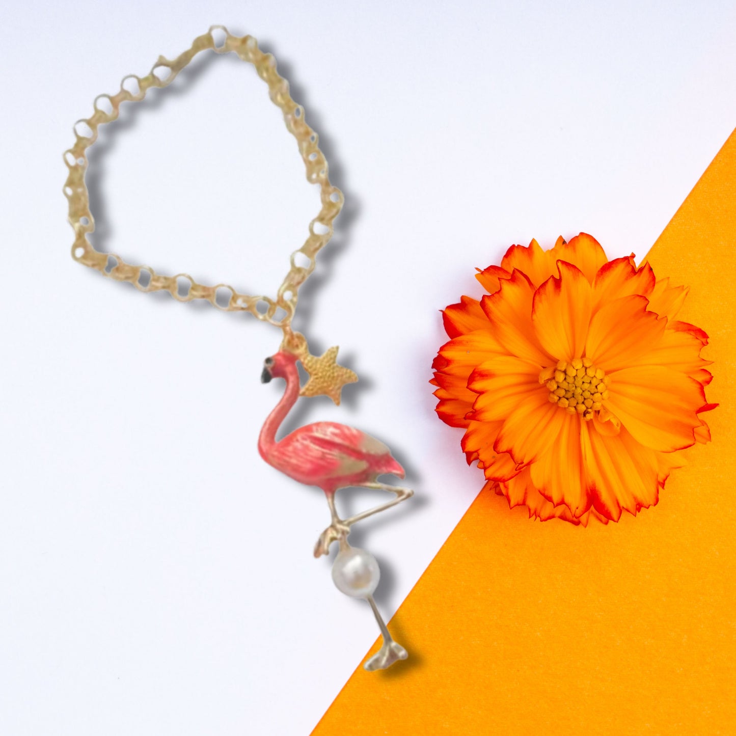 Large Flamingo Charm Statement Bracelet