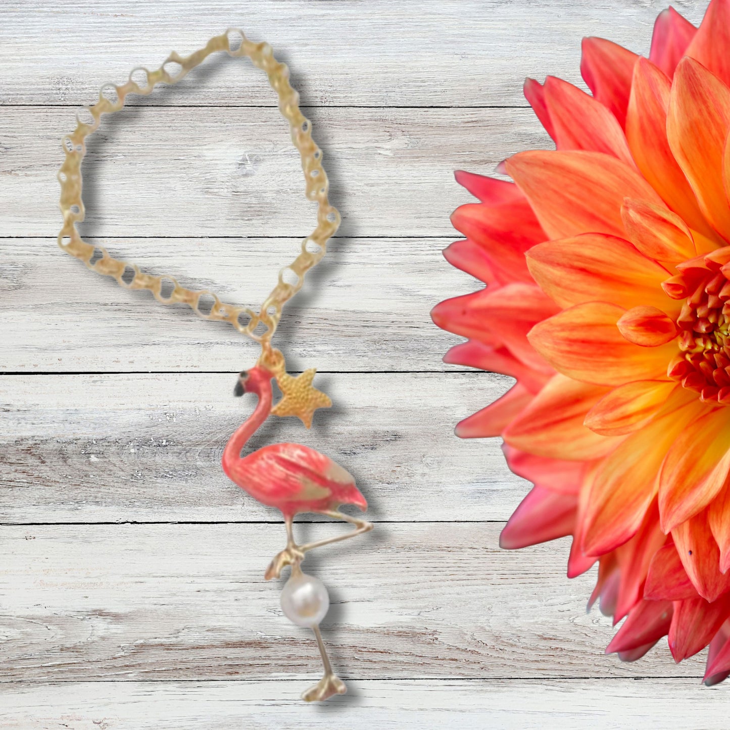 Large Flamingo Charm Statement Bracelet