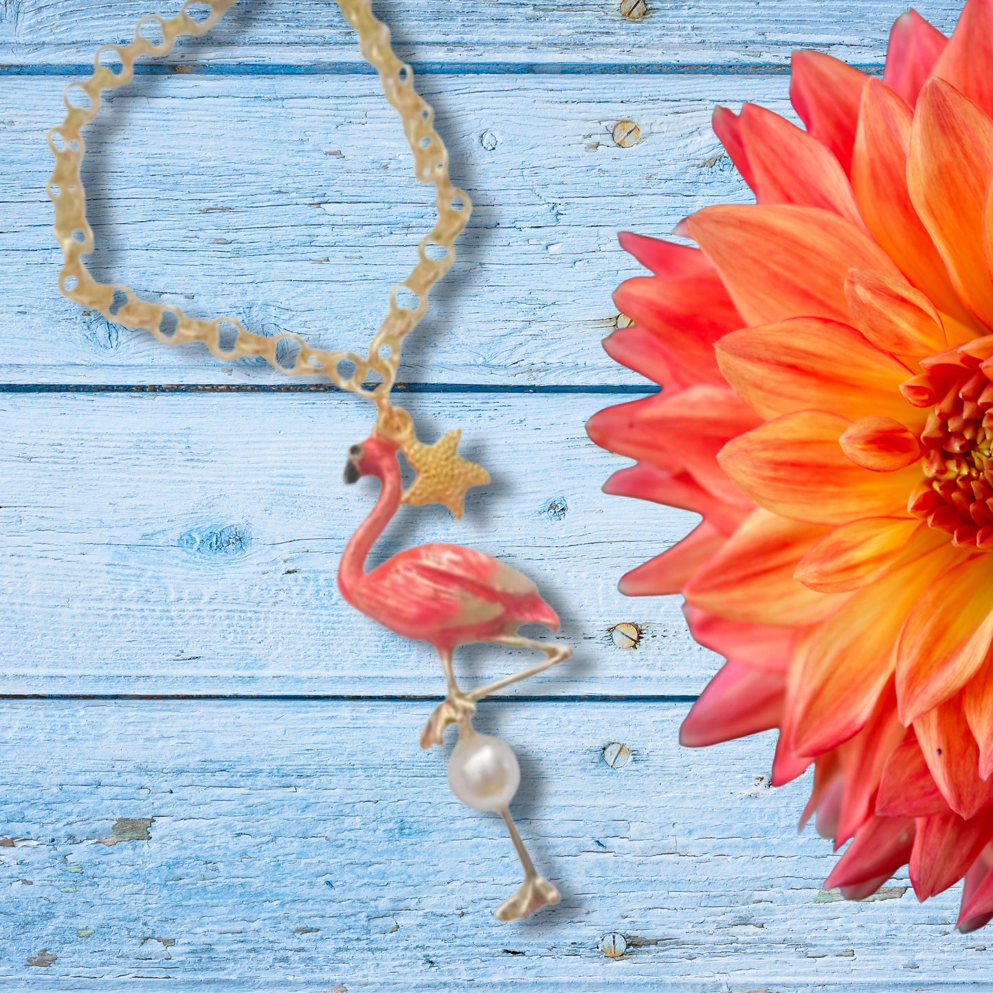 Large Flamingo Charm Statement Bracelet