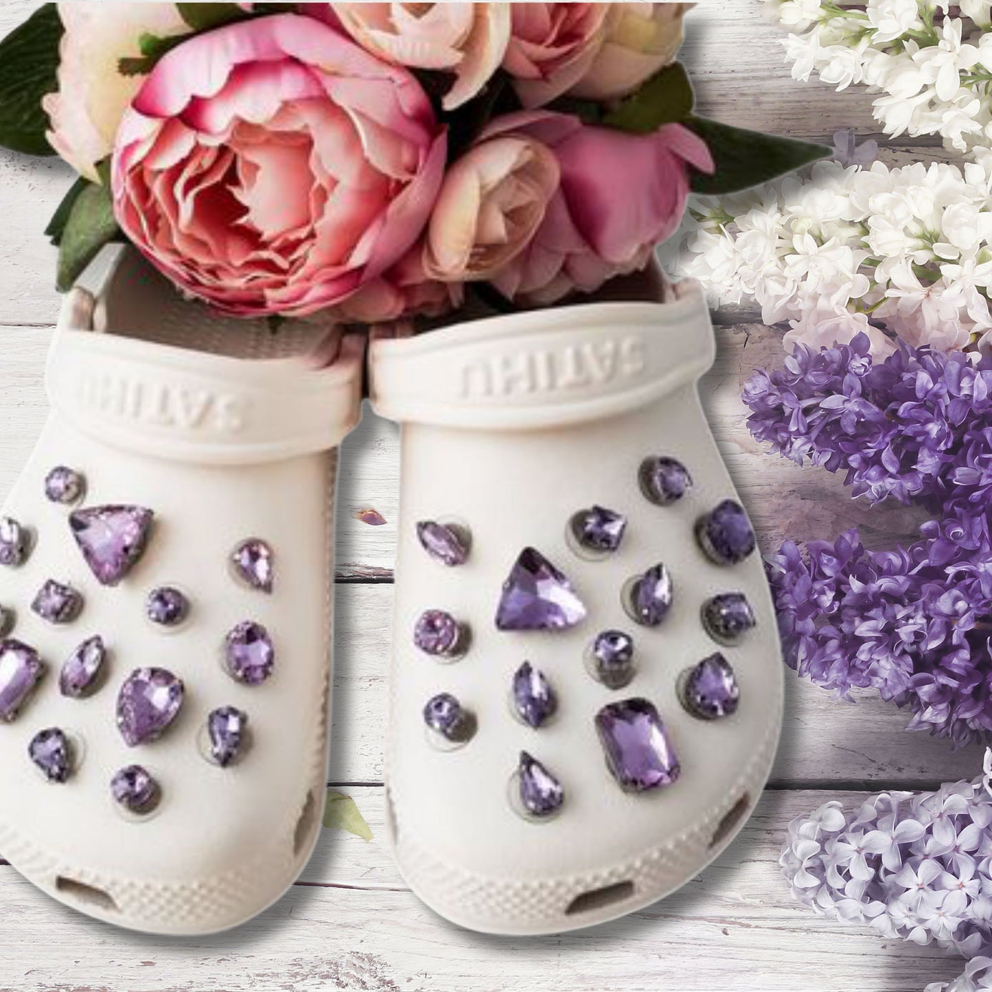 Crocs Charms Lavender Glass Rhinestone Shoe Charms