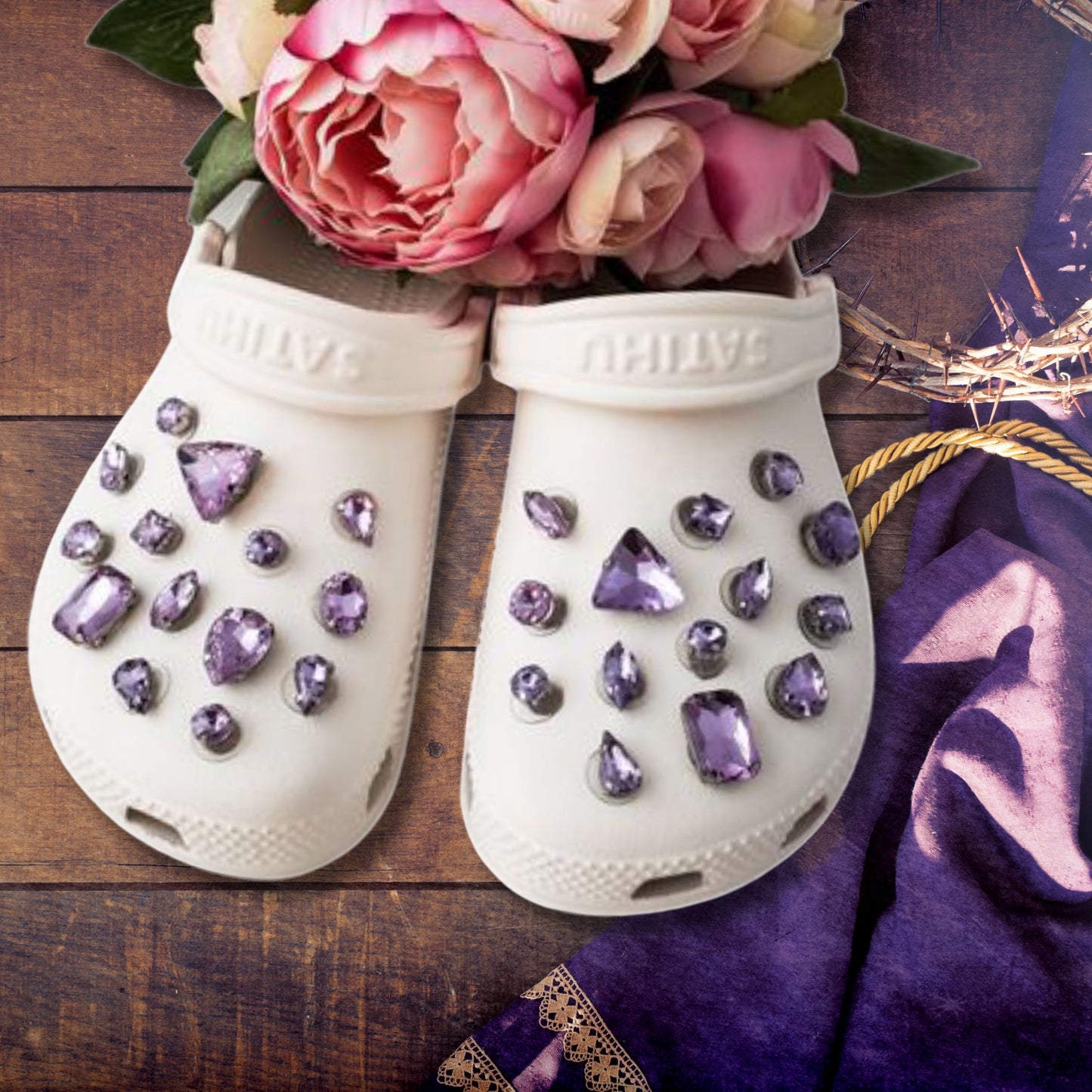 Crocs Charms Lavender Glass Rhinestone Shoe Charms