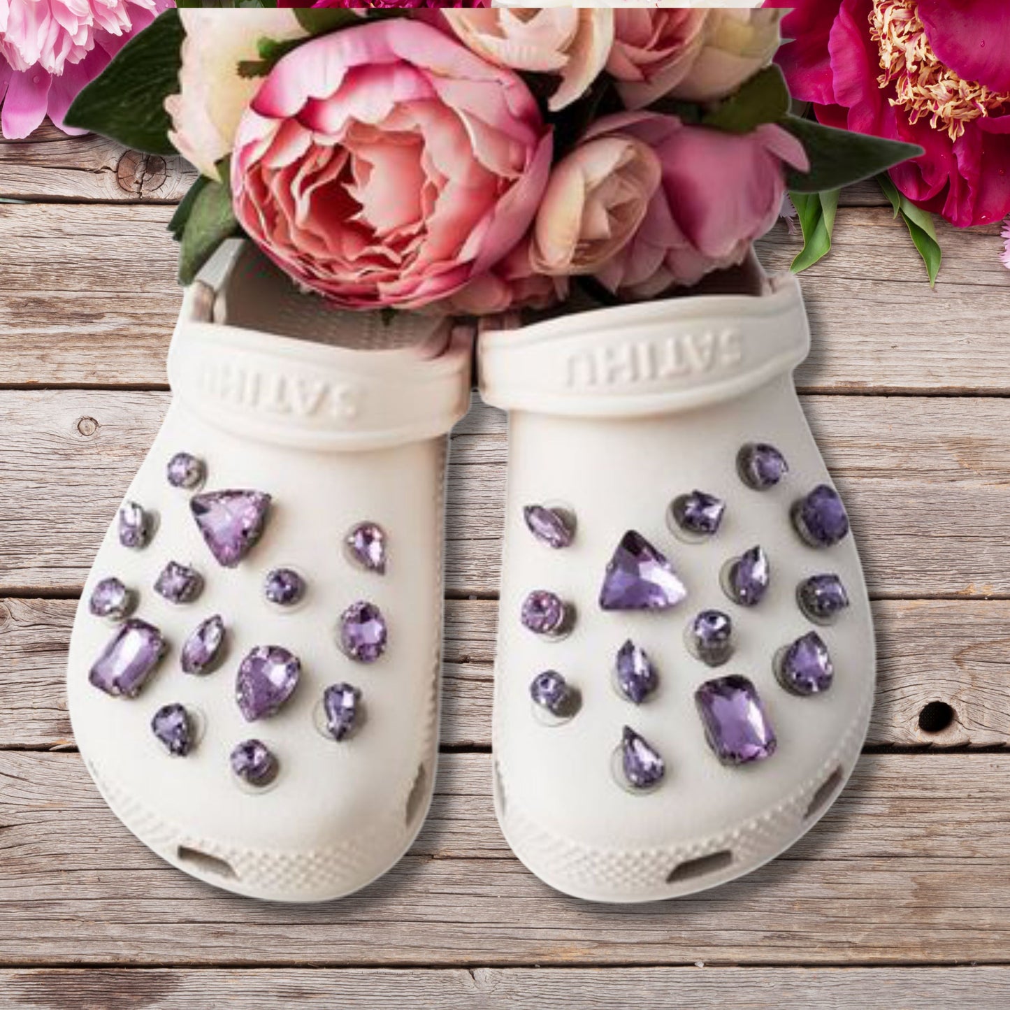 Crocs Charms Lavender Glass Rhinestone Shoe Charms
