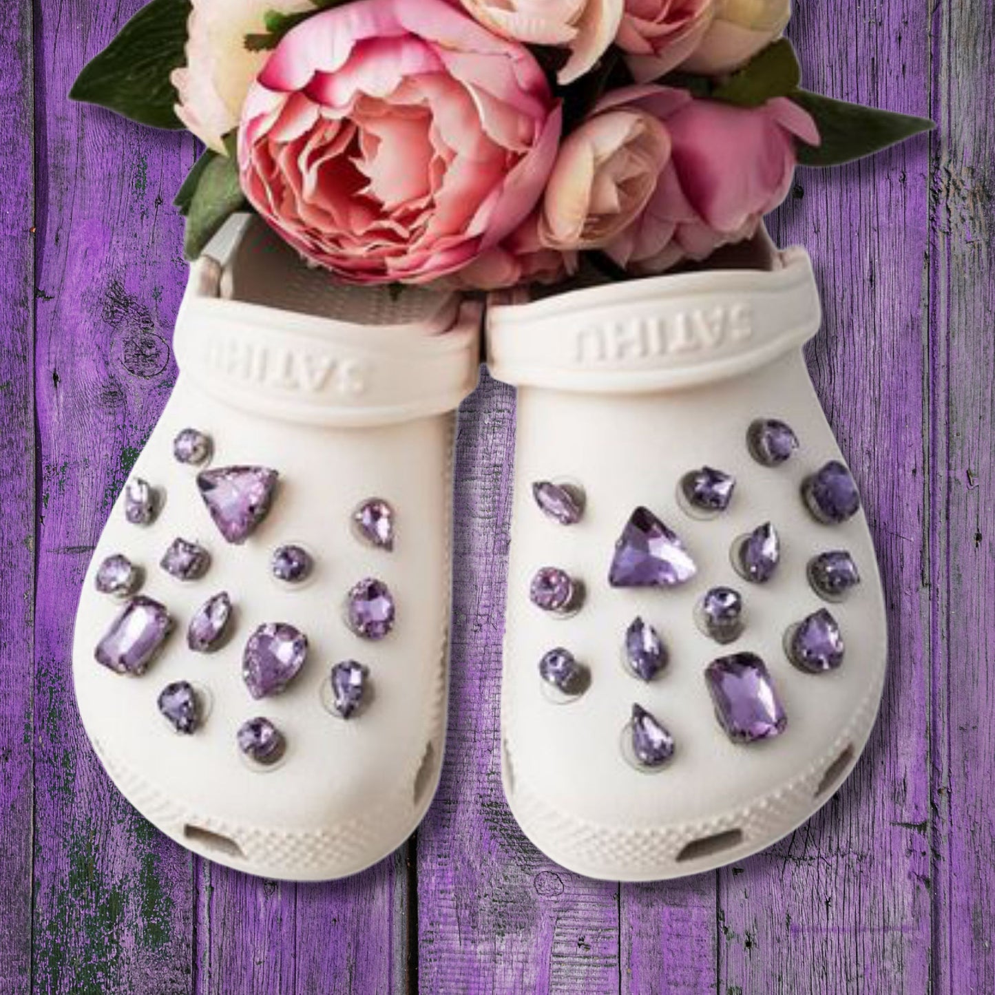 Crocs Charms Lavender Glass Rhinestone Shoe Charms