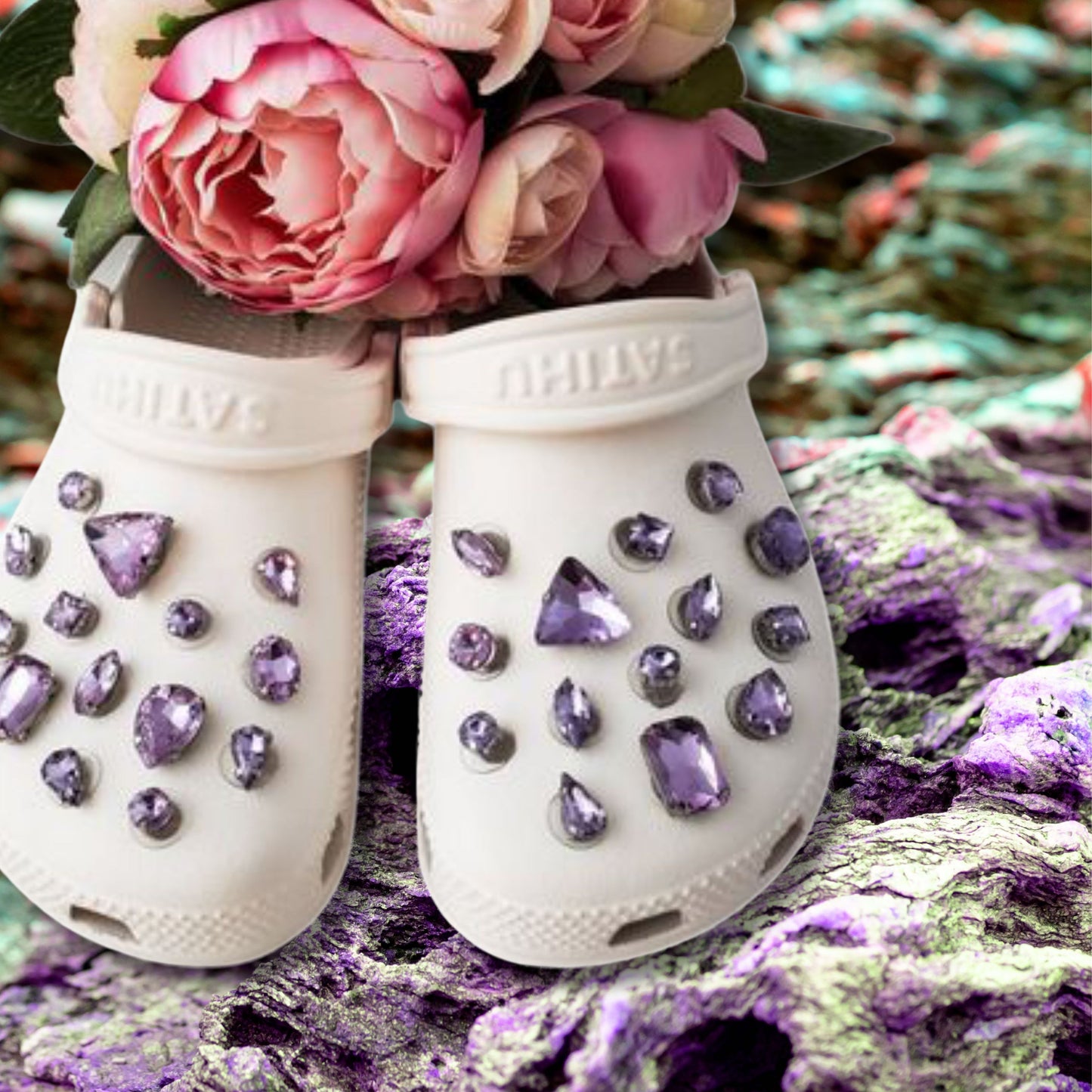 Crocs Charms Lavender Glass Rhinestone Shoe Charms