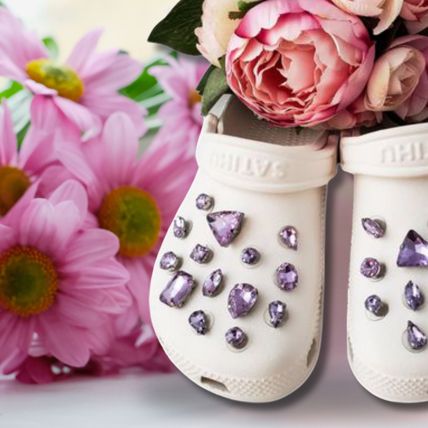 Crocs Charms Lavender Glass Rhinestone Shoe Charms