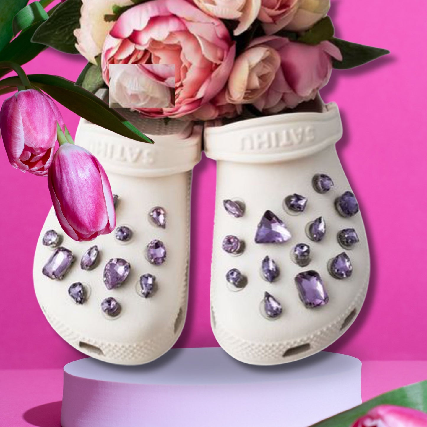 Crocs Charms Lavender Glass Rhinestone Shoe Charms