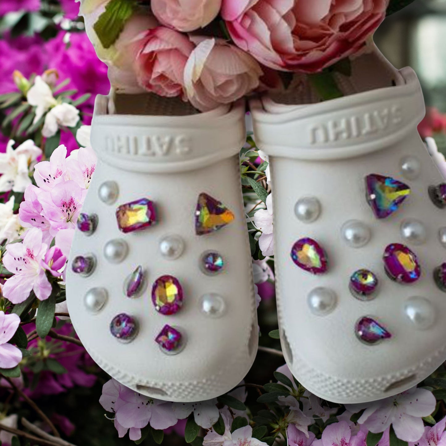 Crocs Charms Burgundy Iridescent Glass Rhinestone Shoe Charms