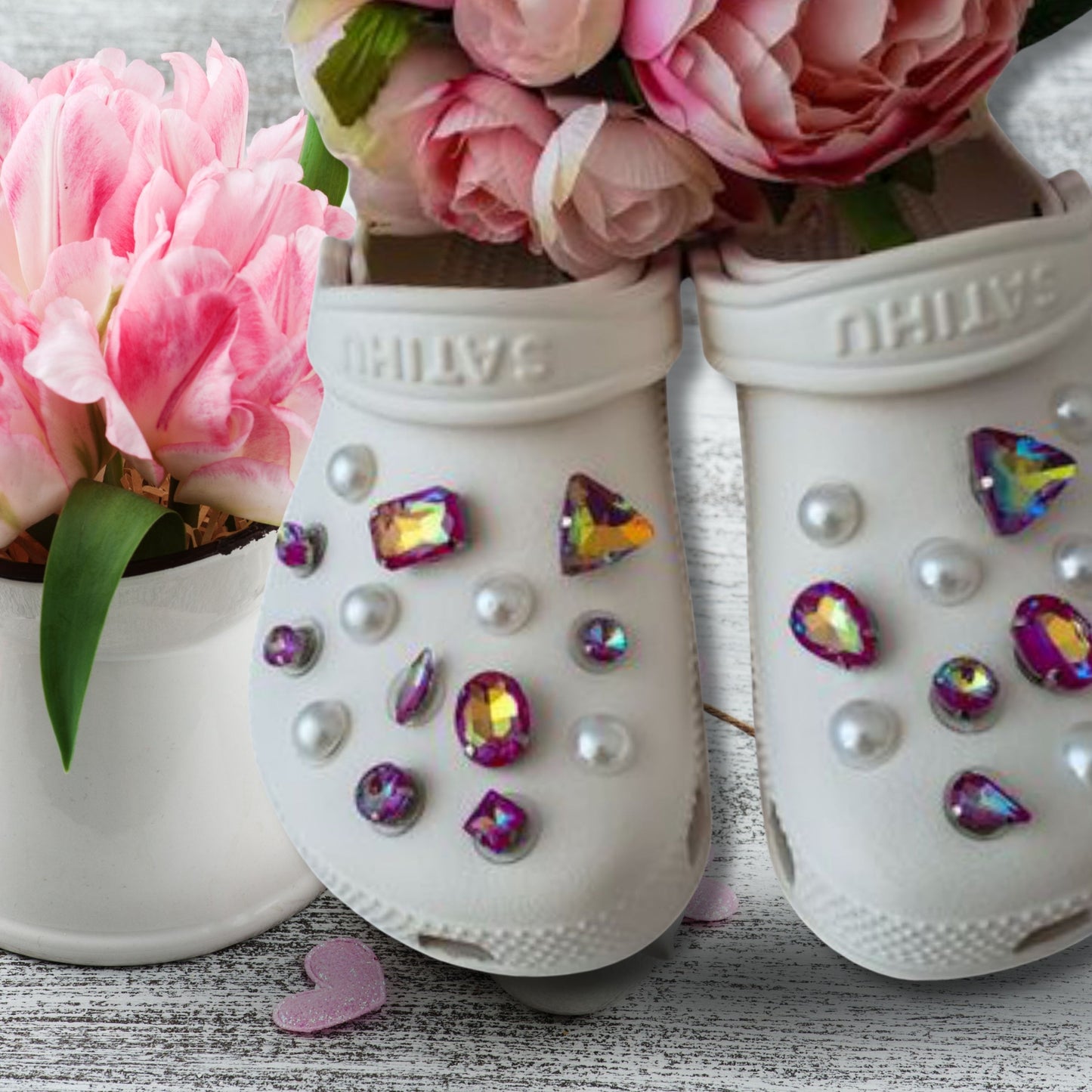 Crocs Charms Burgundy Iridescent Glass Rhinestone Shoe Charms