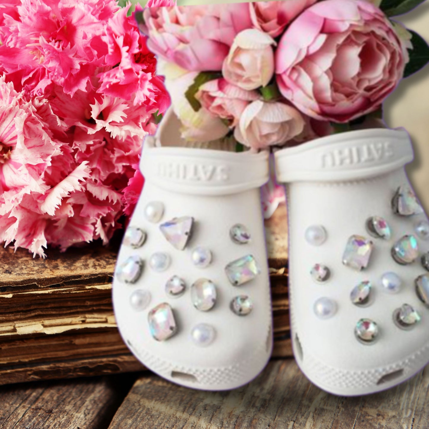 Luxury Diamonds & Pearls Rhinestone Crocs Charms