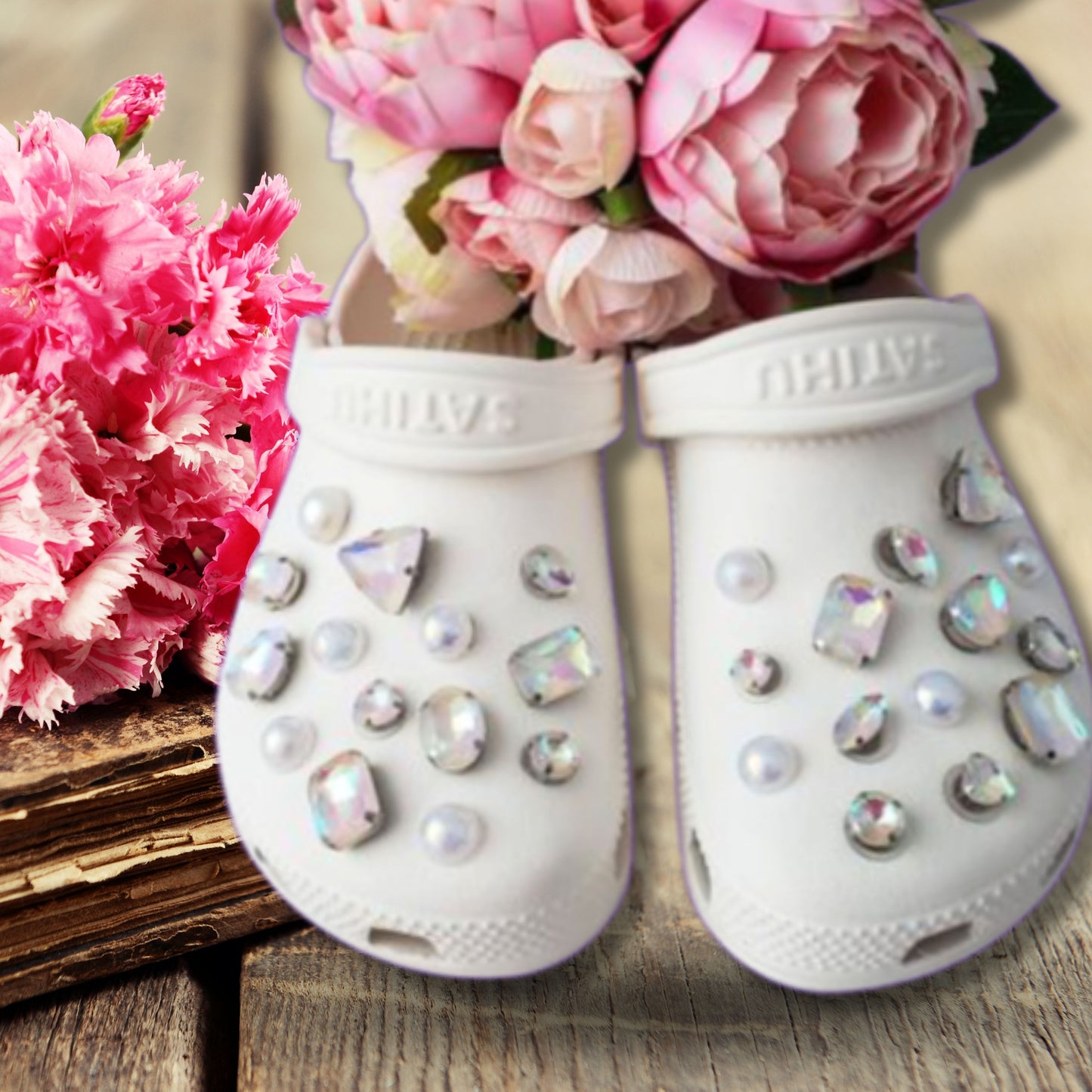 Luxury Diamonds & Pearls Rhinestone Crocs Charms
