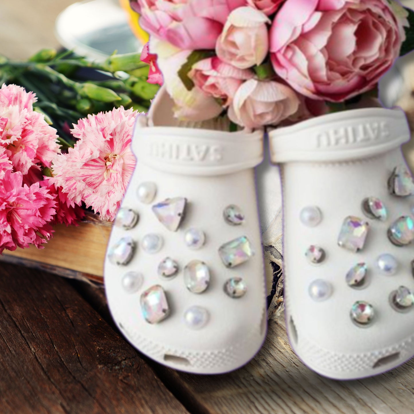 Luxury Diamonds & Pearls Rhinestone Crocs Charms