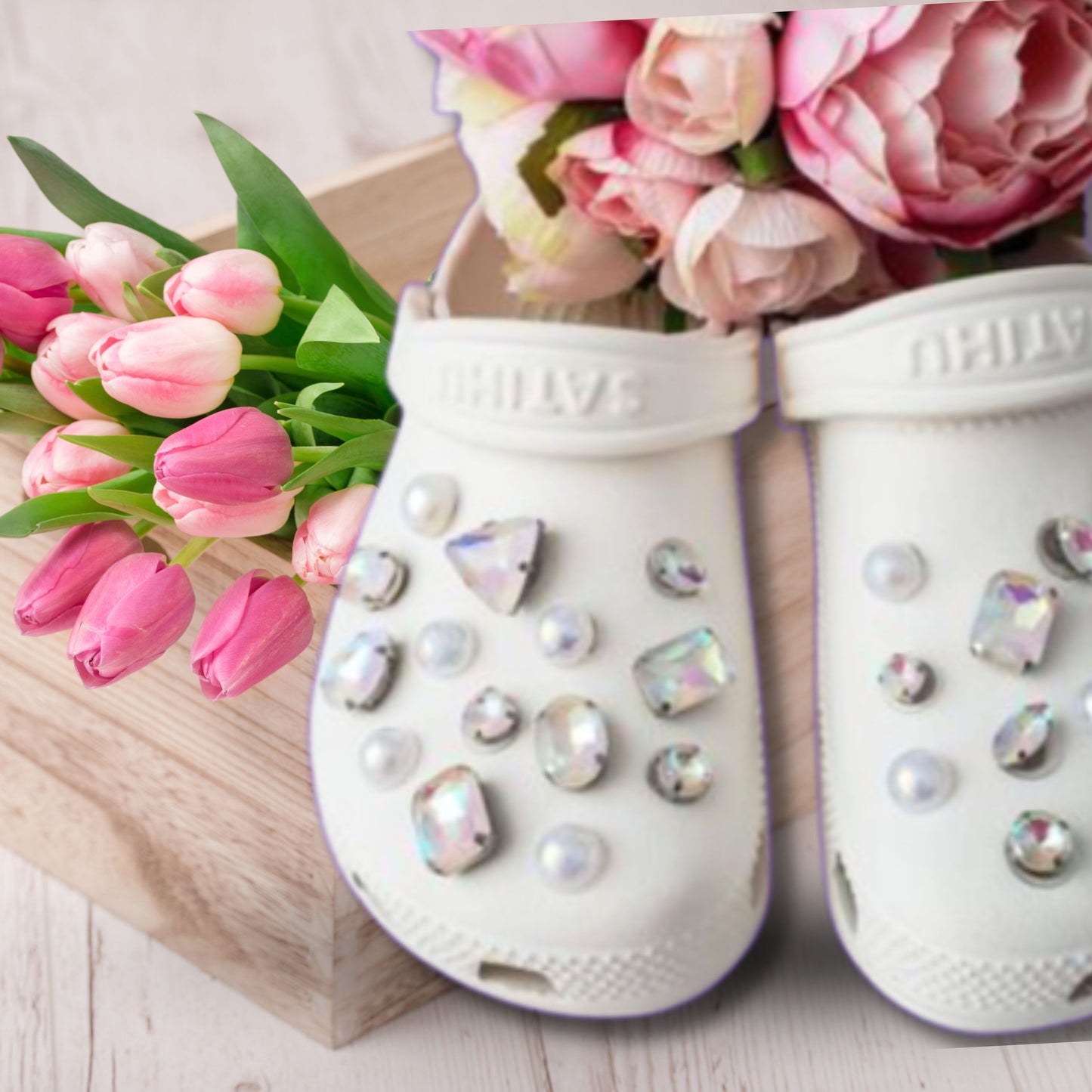 Luxury Diamonds & Pearls Rhinestone Crocs Charms