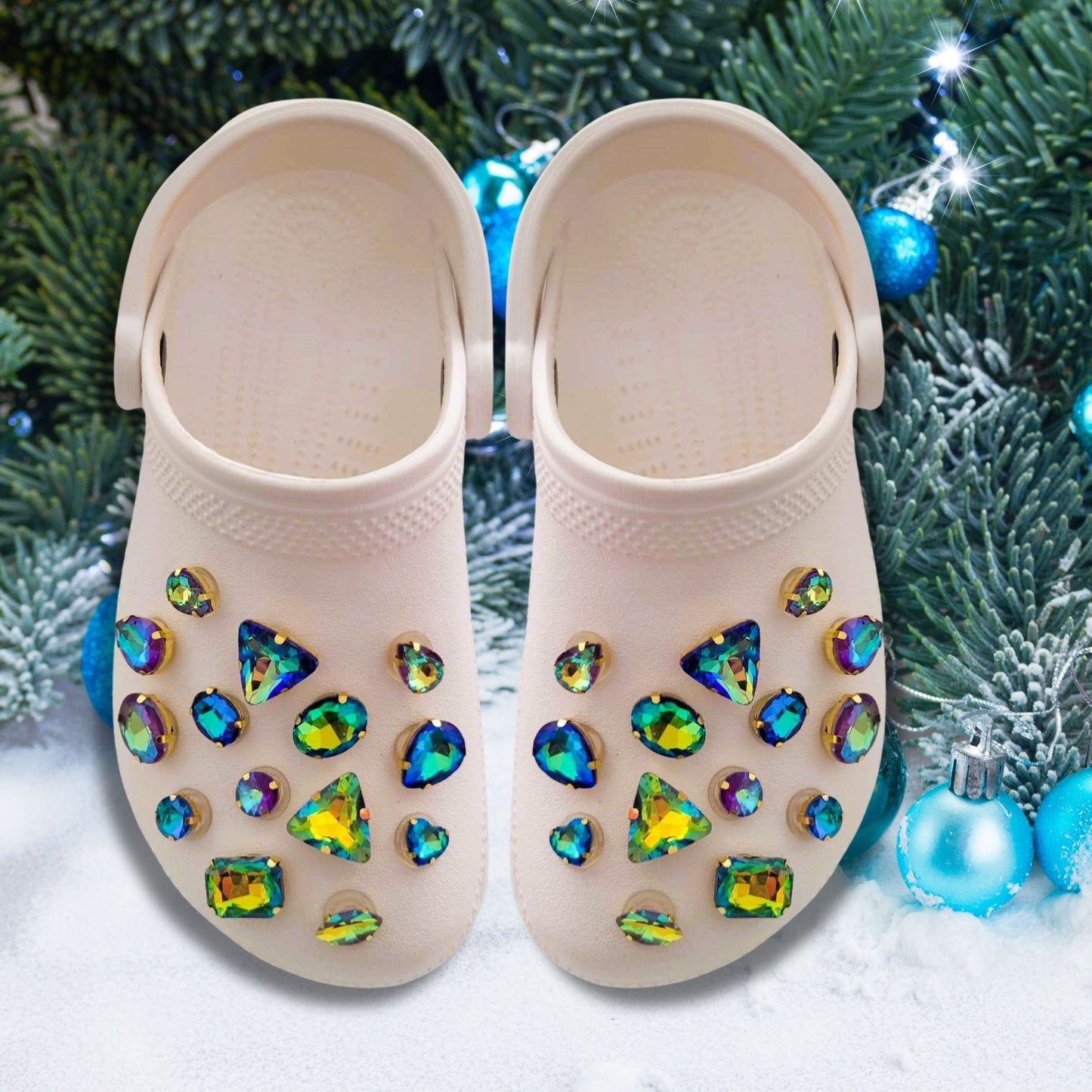 Crocs Charms Gold Claw Blue Purple Peacock Glass Rhinestone Shoe Charms